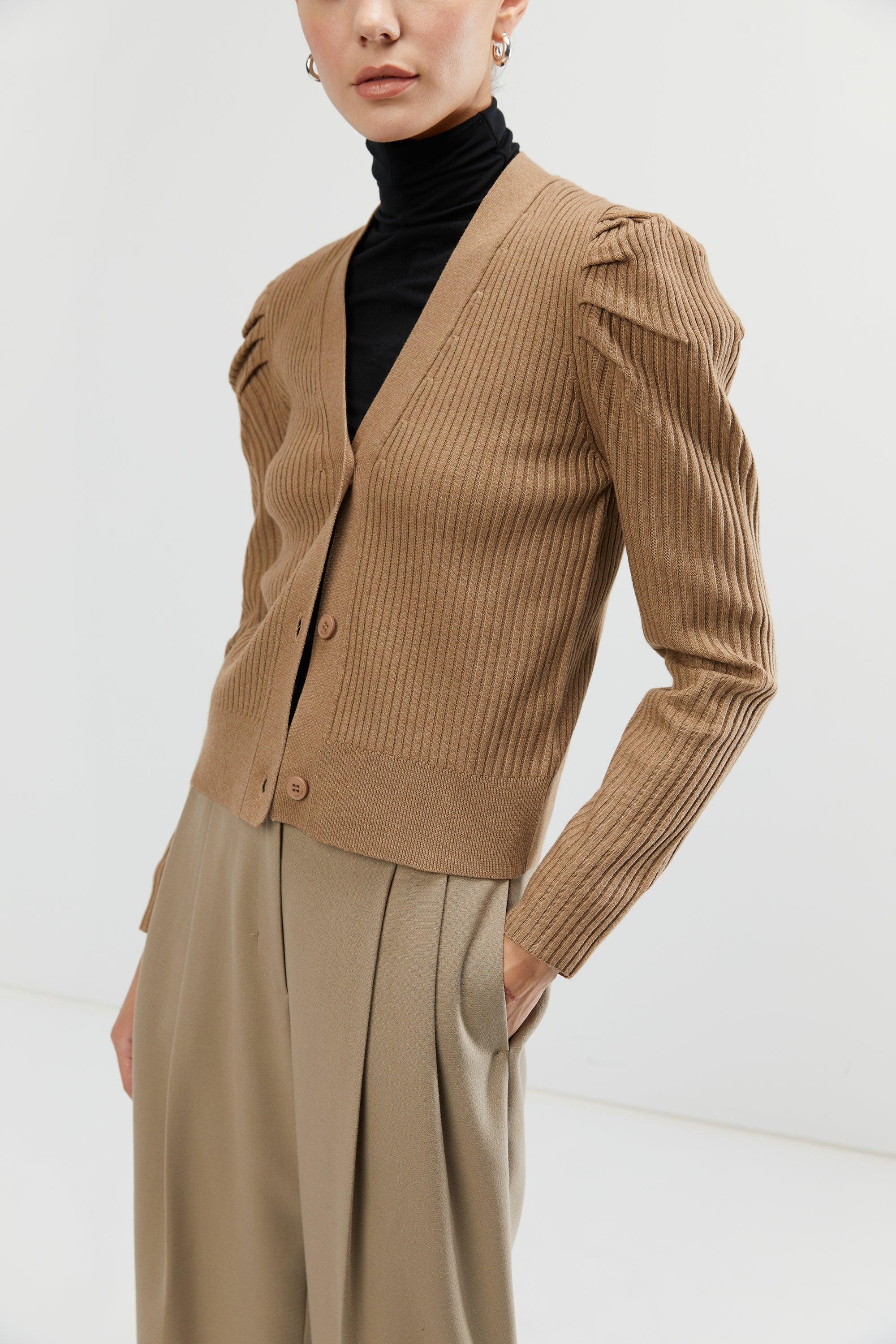PUFFY SHOULDER CARDIGAN by OAK + FORT