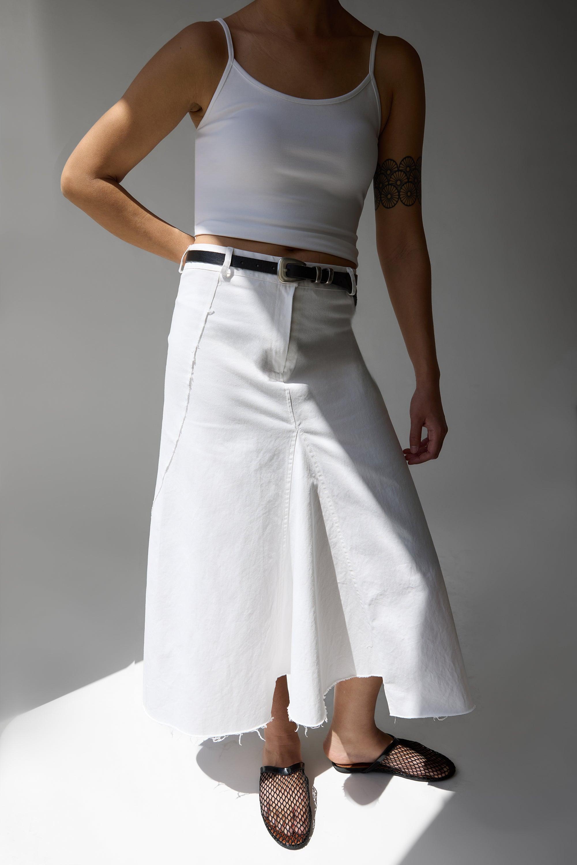 RAW HEM MIDI SKIRT by OAK + FORT