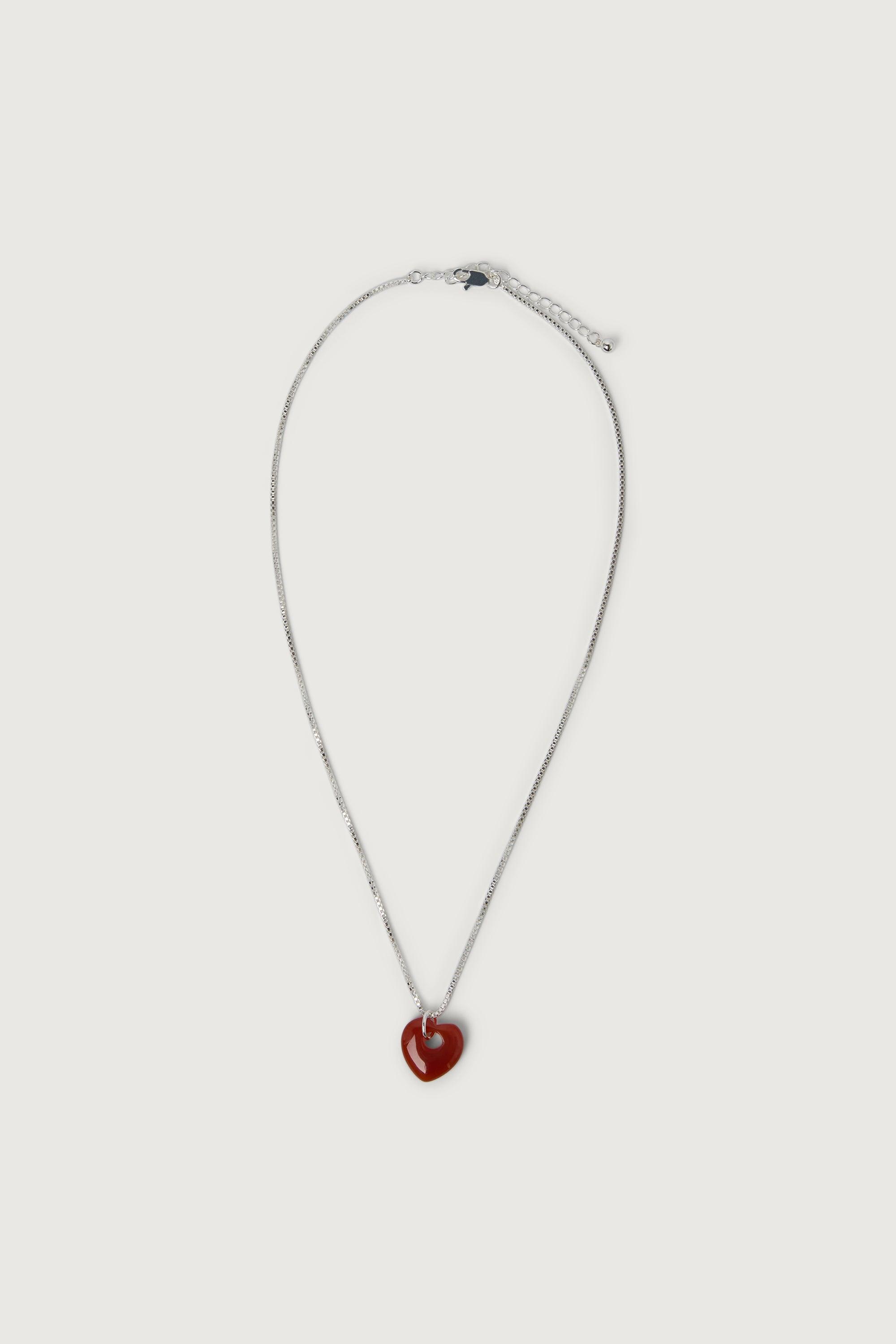 RED AGATE HEART PENDANT NECKLACE by OAK + FORT