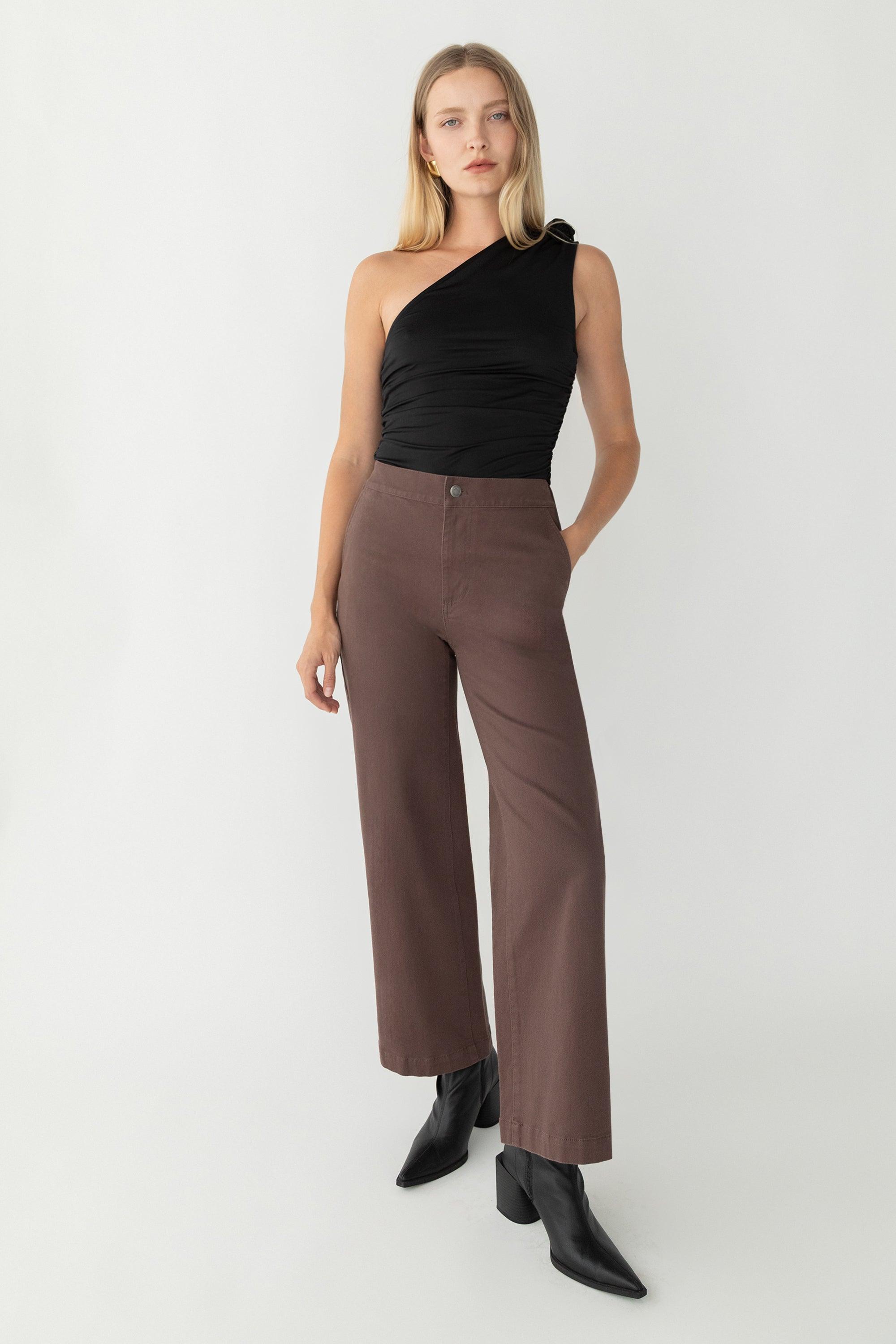REGULAR LENGTH TWILL WIDE LEG PANT by OAK + FORT