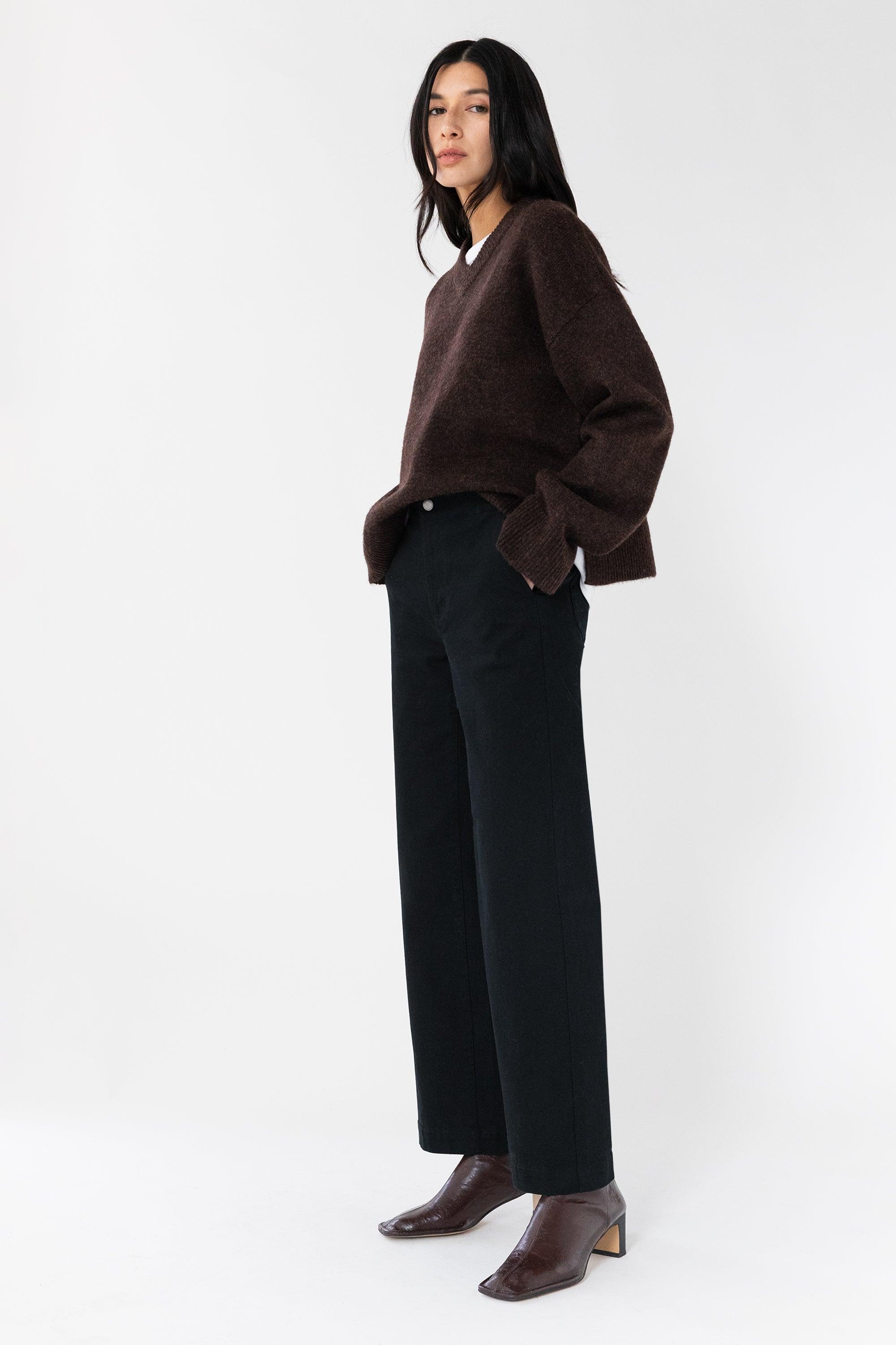 REGULAR LENGTH TWILL WIDE LEG PANT by OAK + FORT
