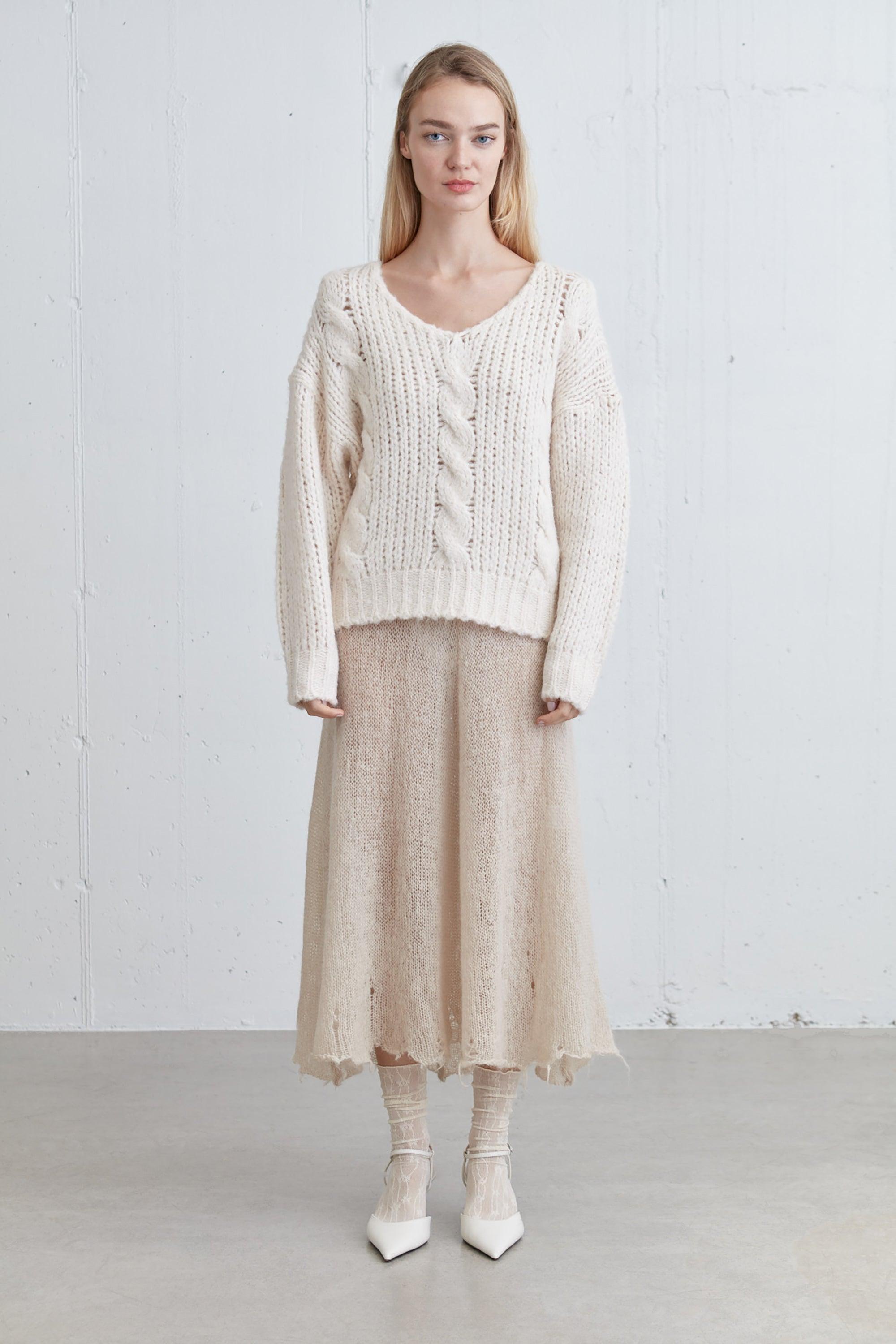 RELAXED FIT CABLE KNIT SWEATER by OAK + FORT