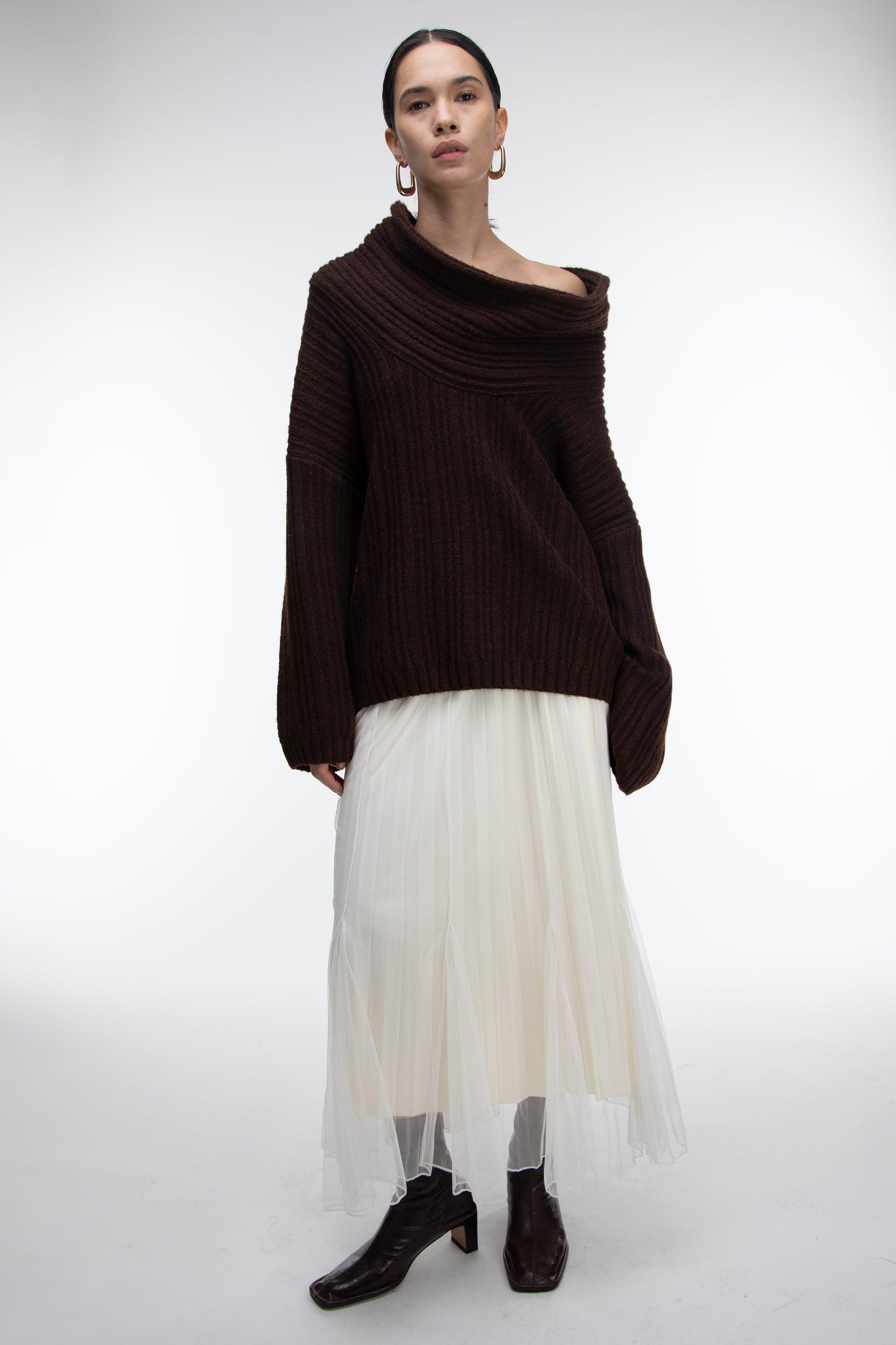 REVERSIBLE LAYERED PLEATED MIDI SKIRT by OAK + FORT