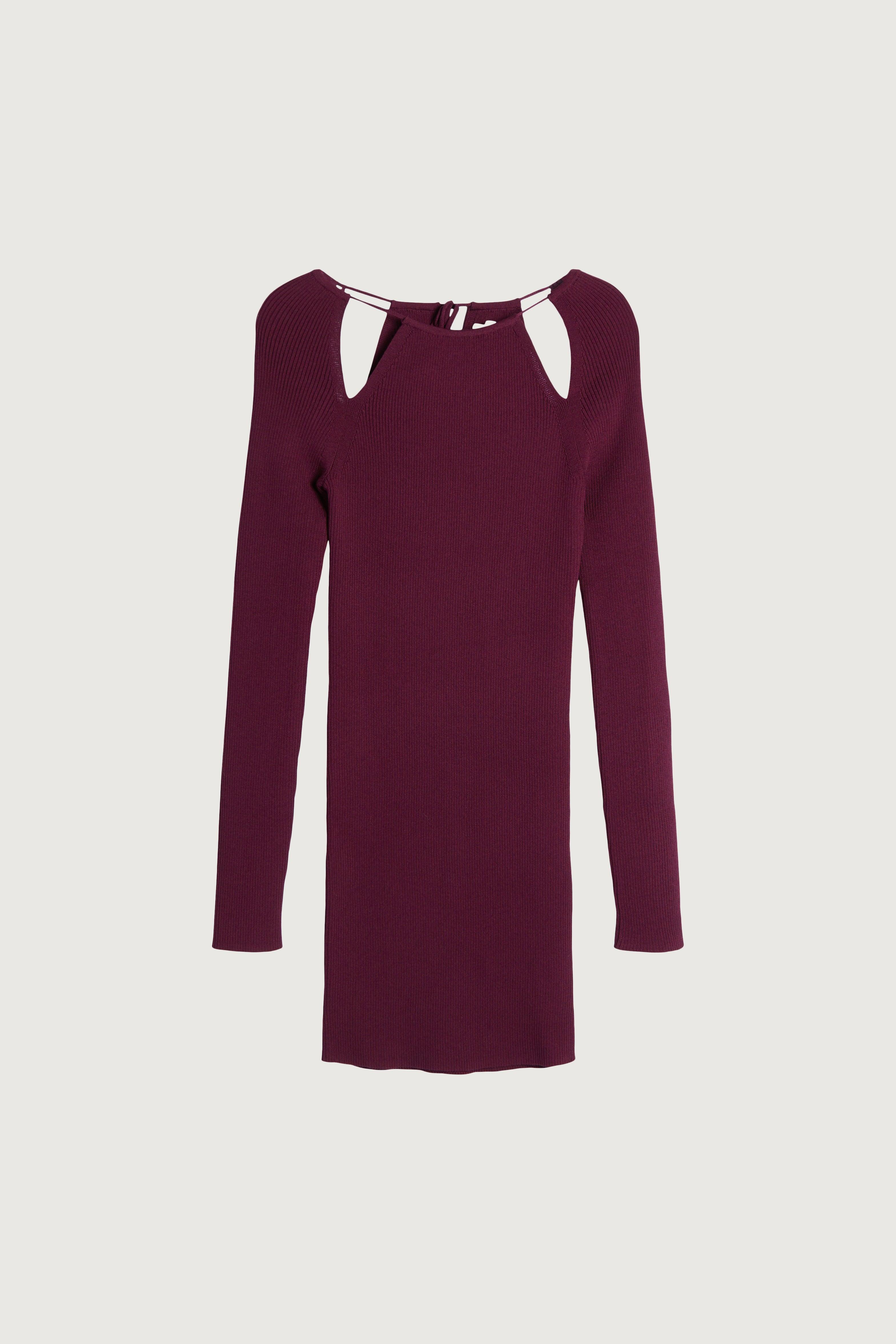 RIB-KNIT MINI DRESS WITH CUTOUTS by OAK + FORT