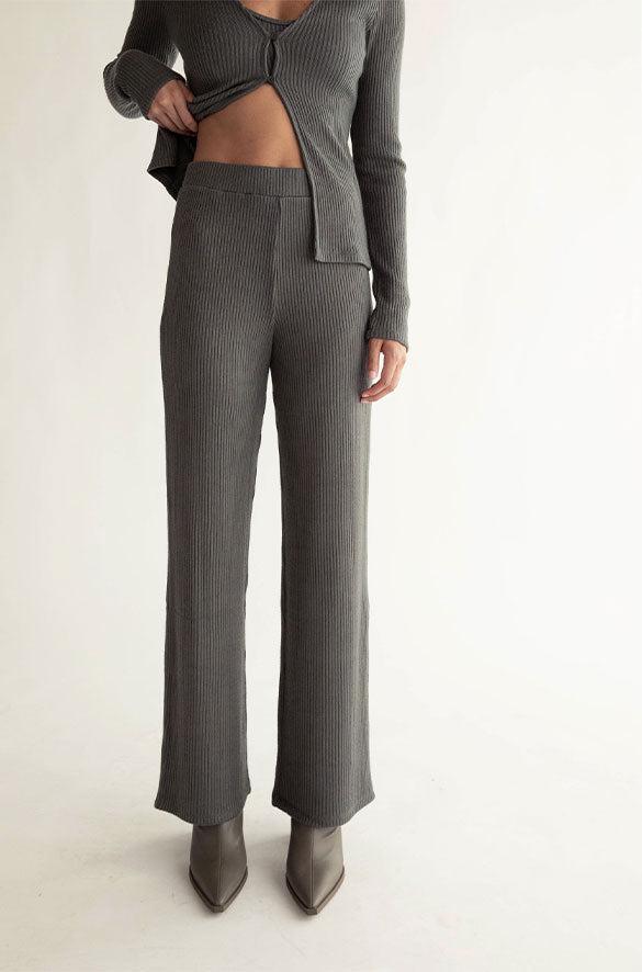 RIB-KNIT STRAIGHT LEG PANT by OAK + FORT