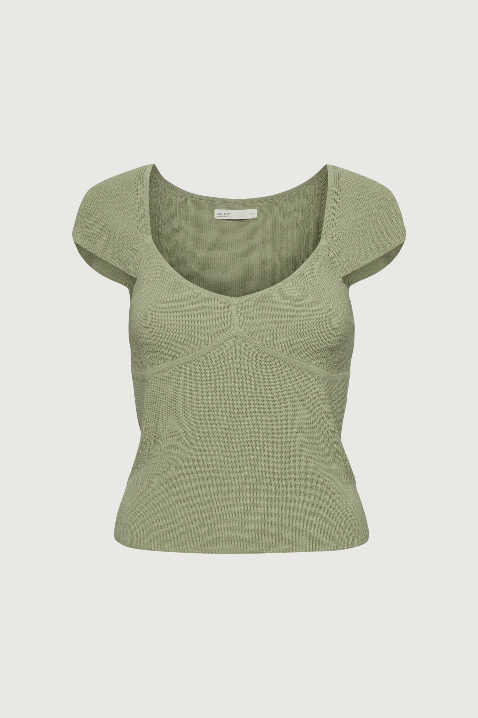 RIBBED CAP SLEEVE SHORT SLEEVE SWEATER by OAK + FORT