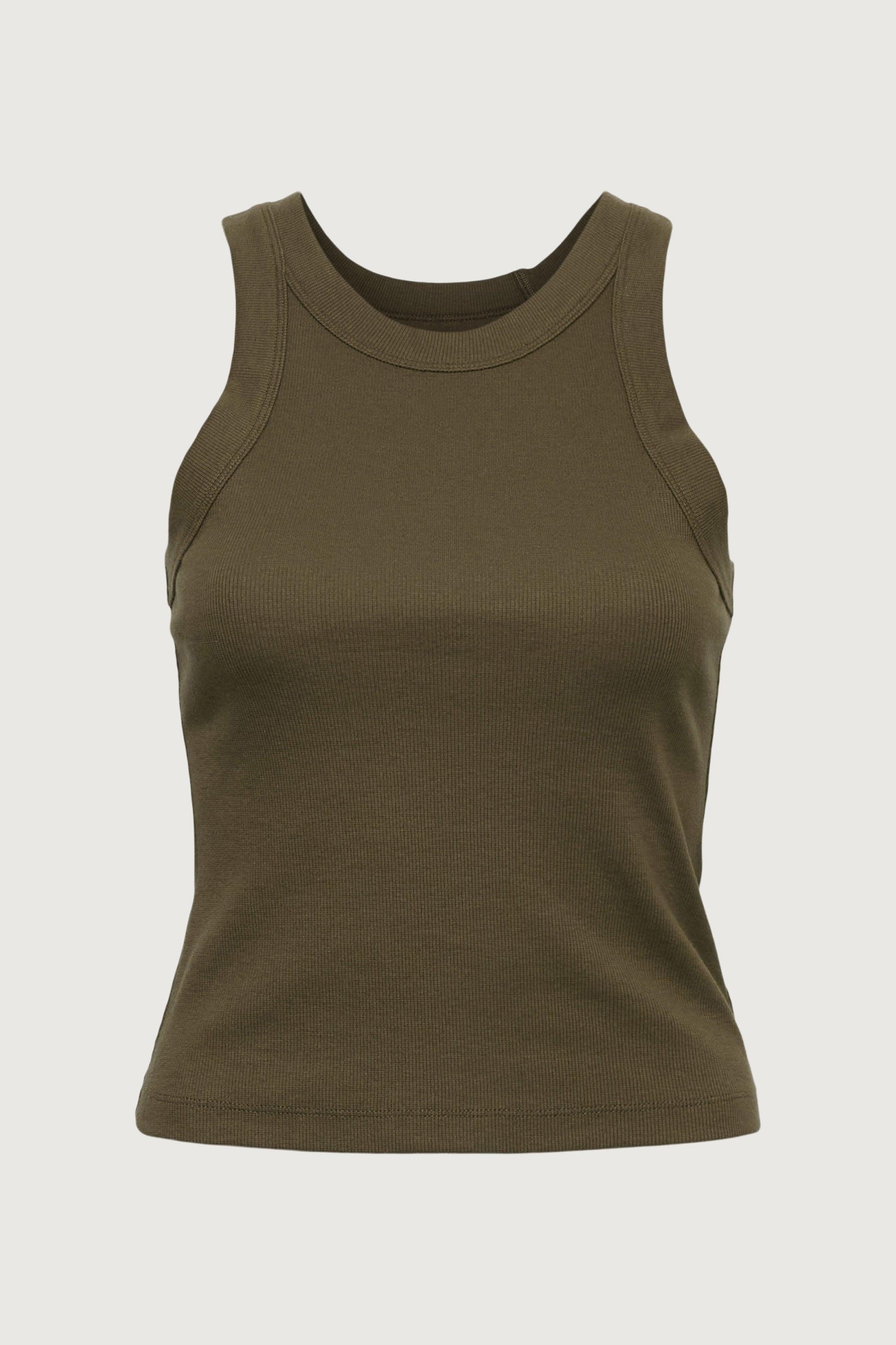 RIBBED HIGH NECK TANK TOP by OAK + FORT