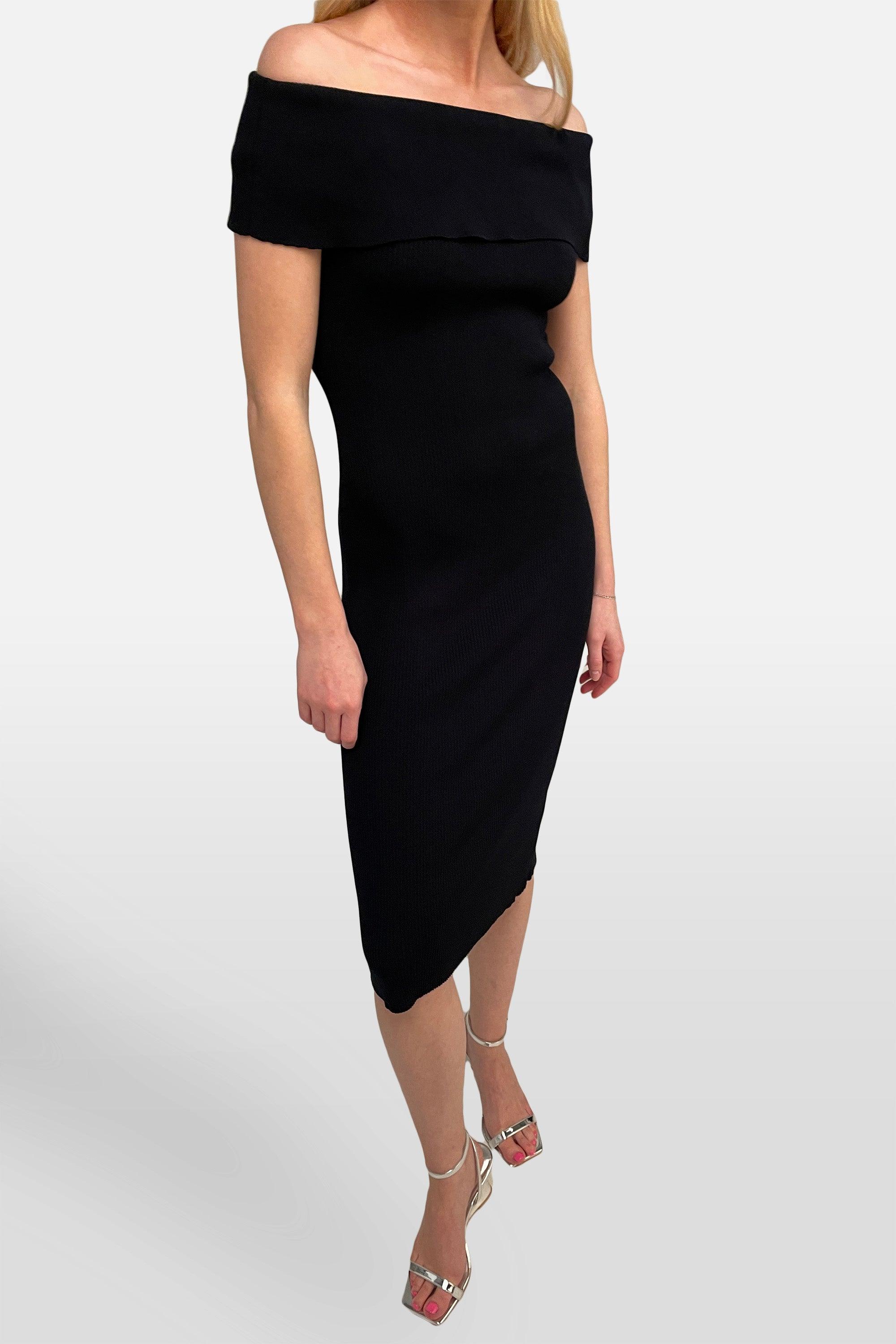 RIBBED OFF THE SHOULDER MIDI DRESS by OAK + FORT