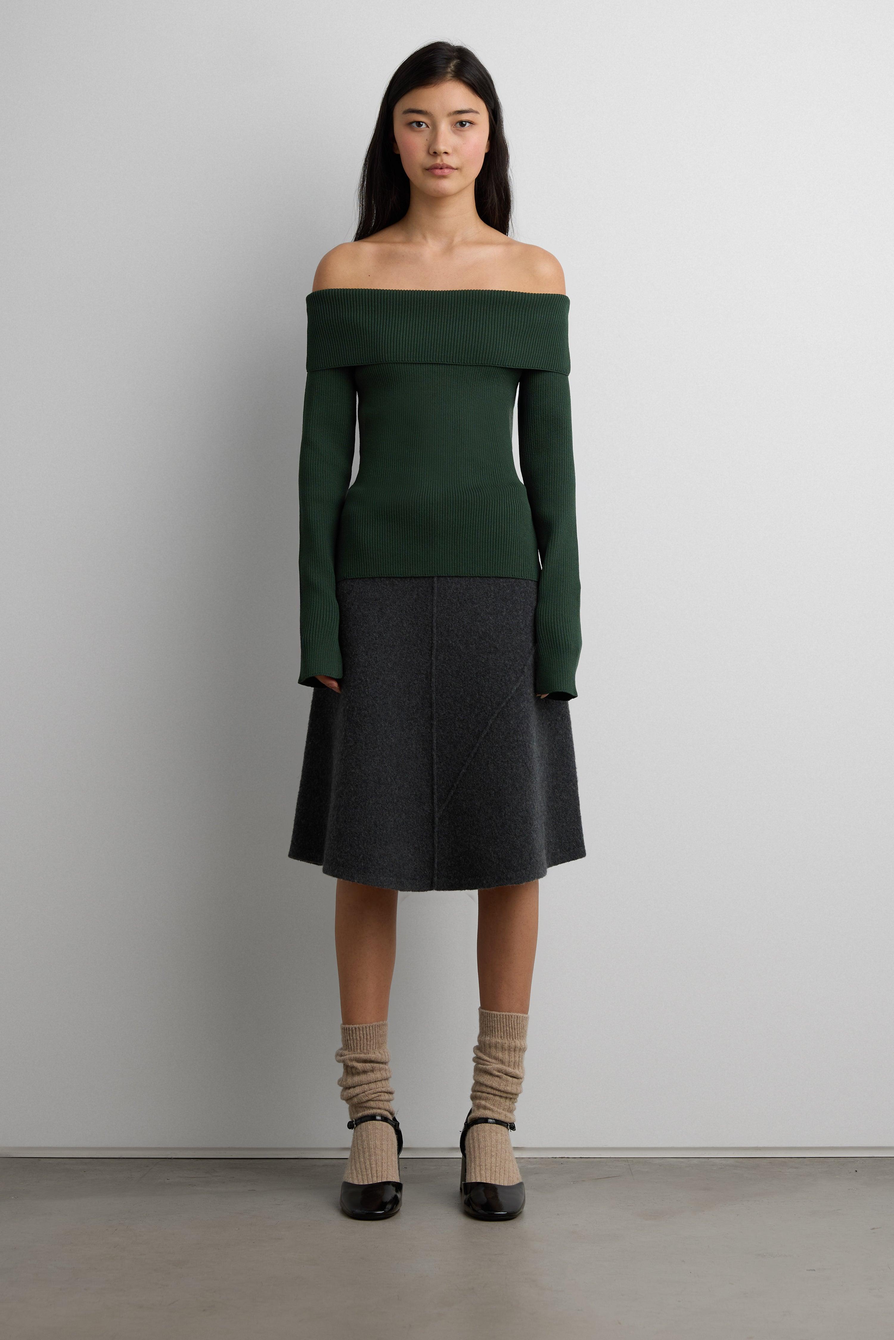 RIBBED OFF THE SHOULDER SWEATER by OAK + FORT