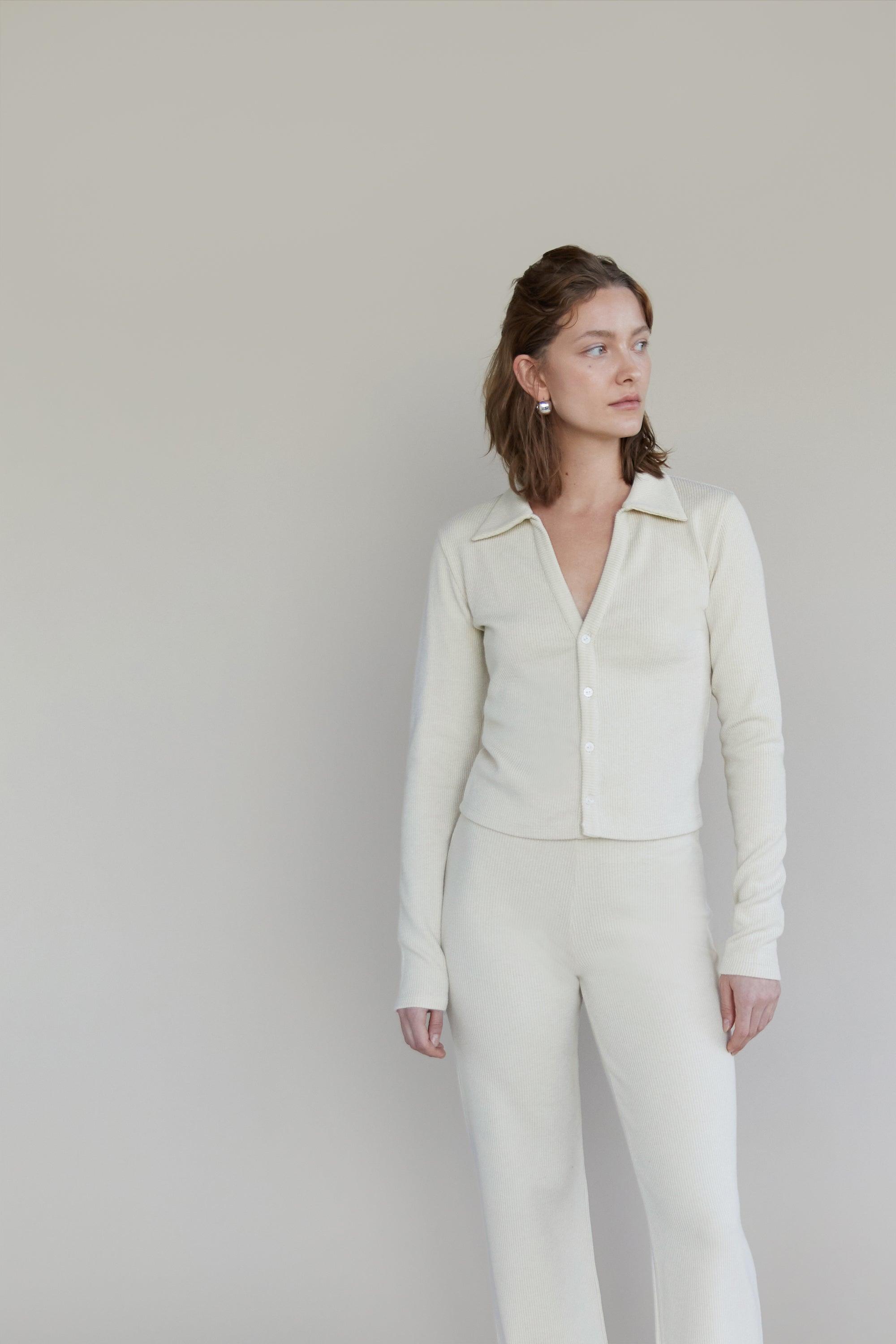 RIBBED POLO TOP by OAK + FORT