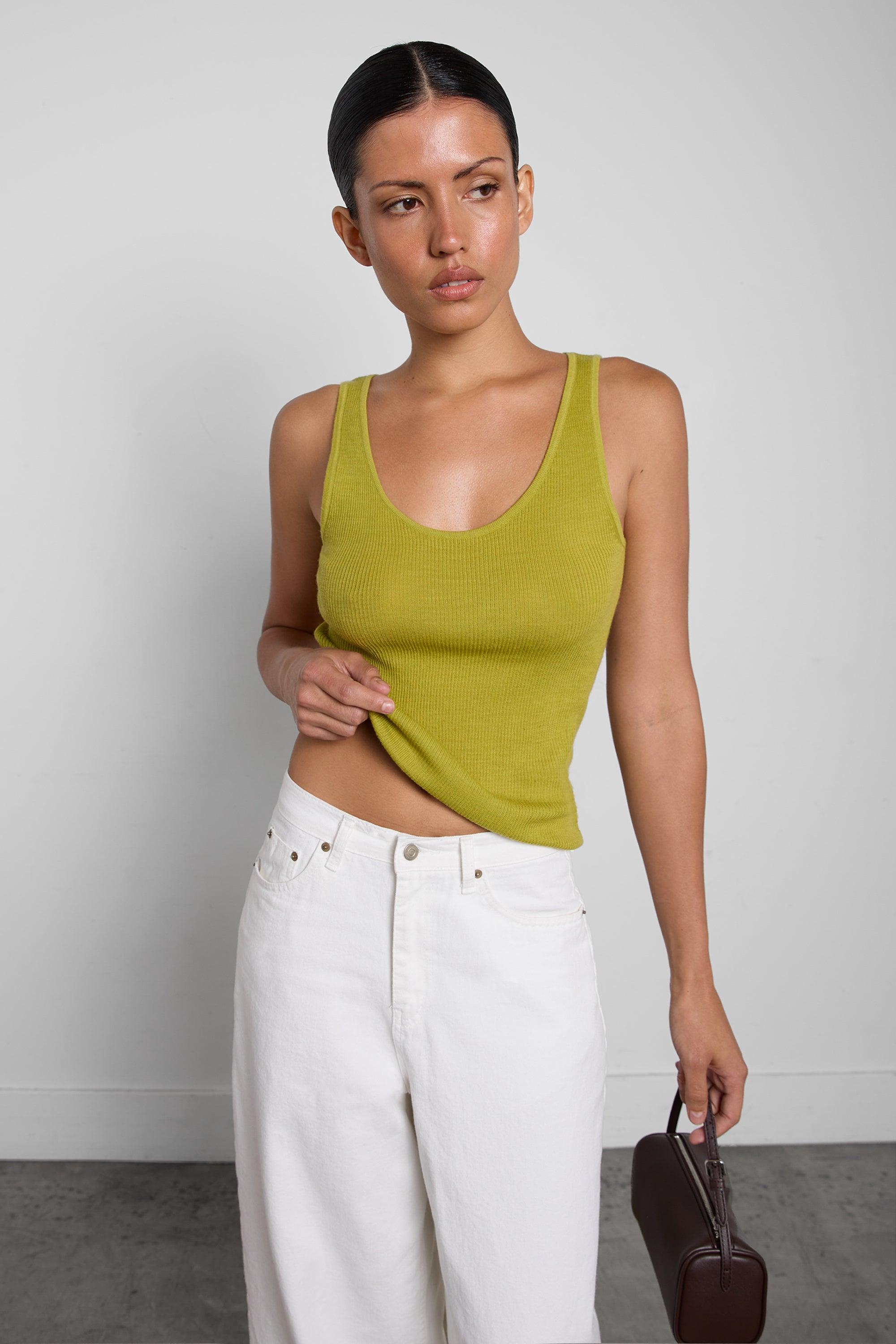 RIBBED SCOOP NECK TANK TOP by OAK + FORT