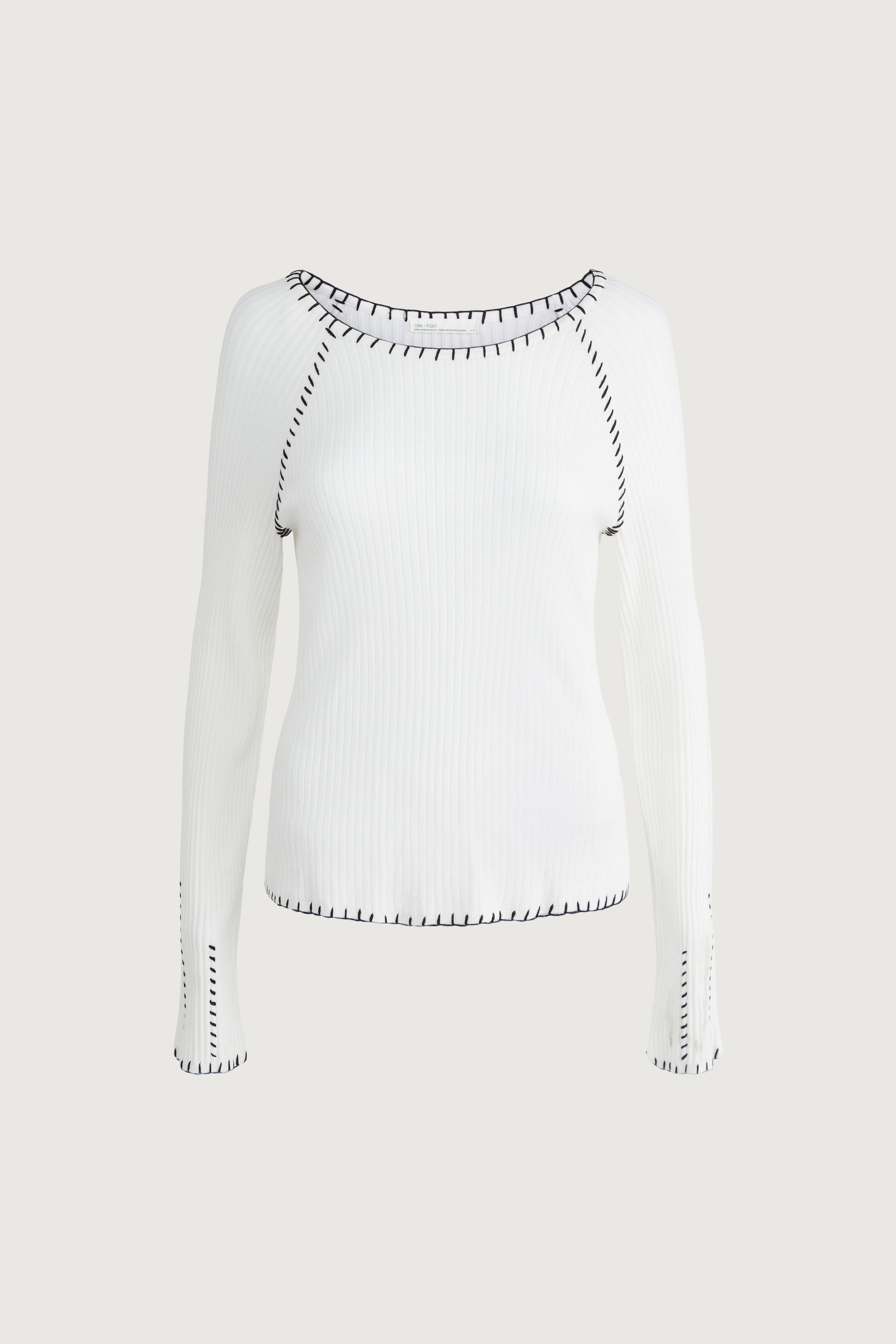 RIBBED SWEATER WITH CONTRAST STITCHING by OAK + FORT