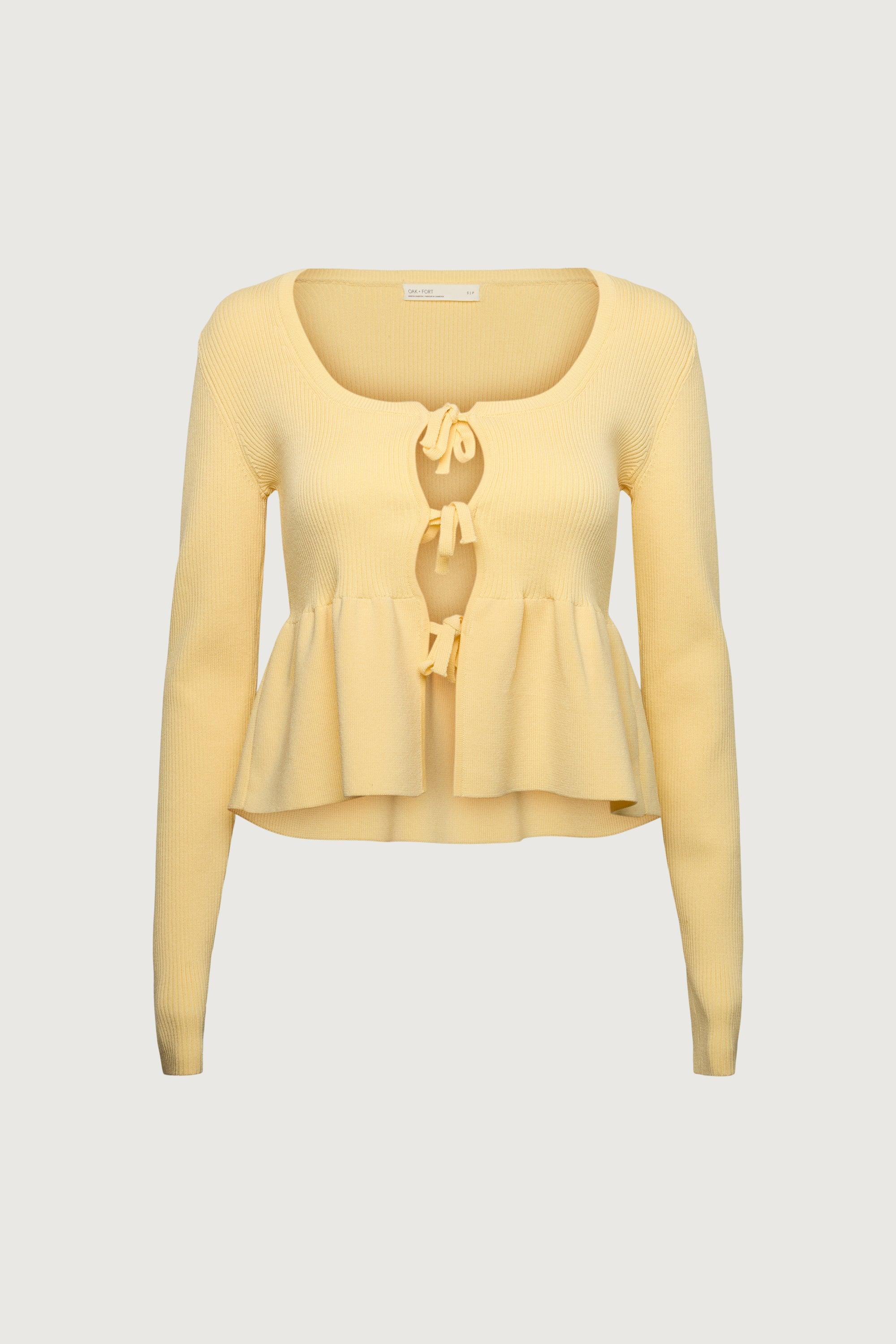 RIBBED TIE FRONT PEPLUM SWEATER by OAK + FORT