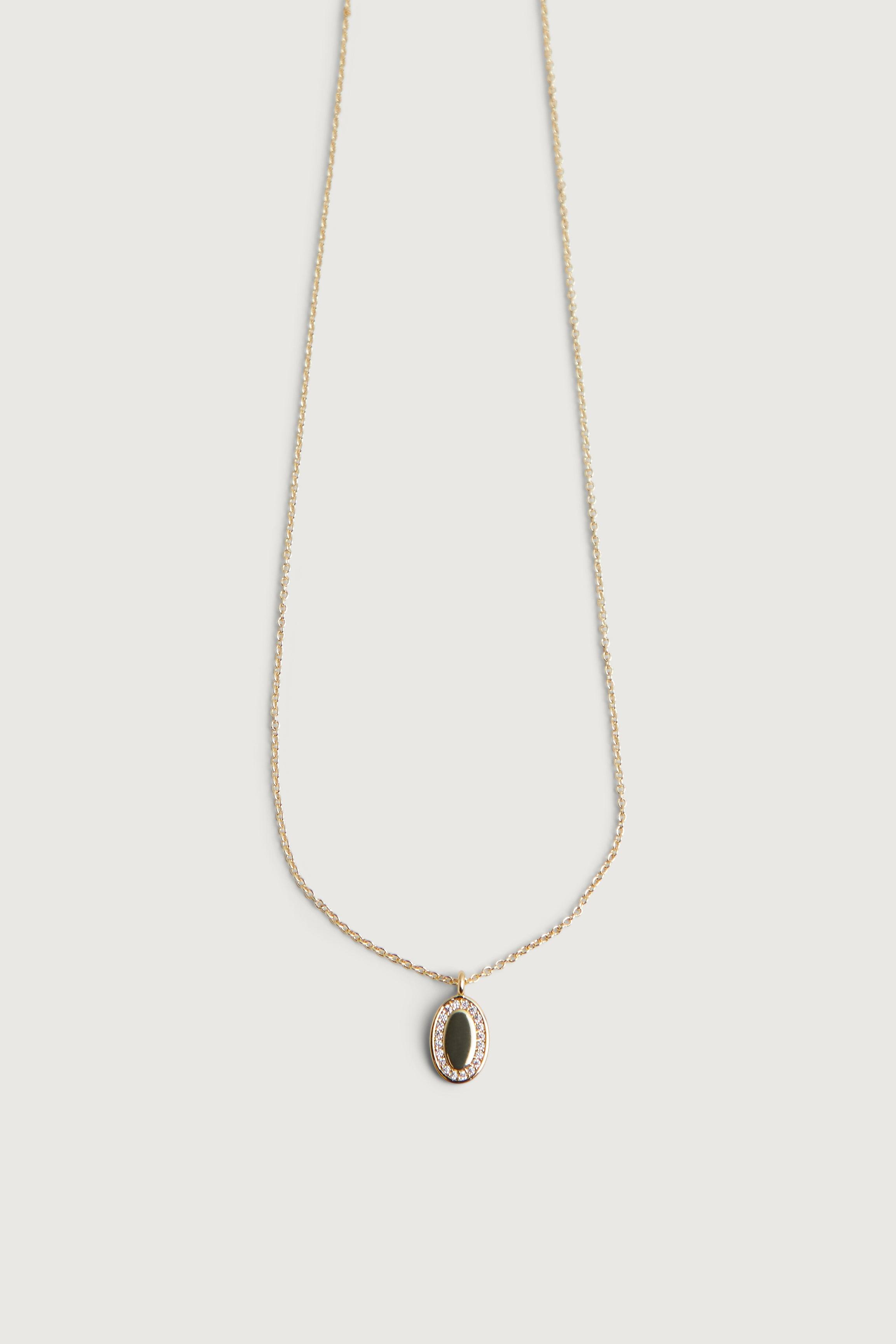 ROLO CHAIN NECKLACE WITH OVAL ZIRCONIA by OAK + FORT