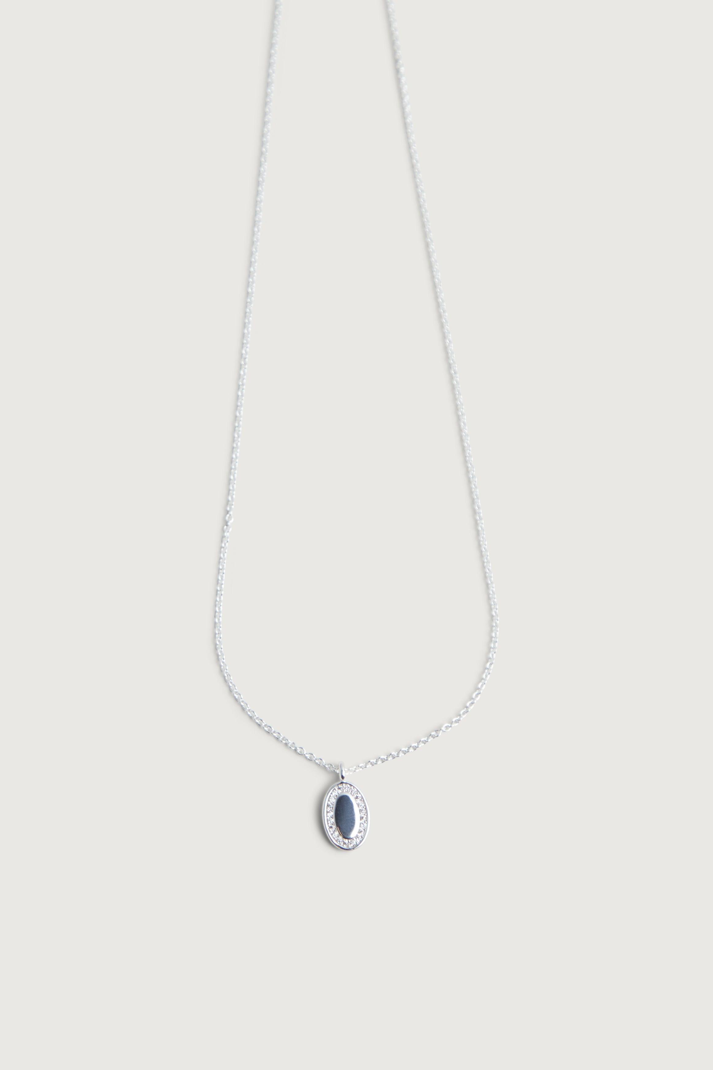 ROLO CHAIN NECKLACE WITH OVAL ZIRCONIA by OAK + FORT