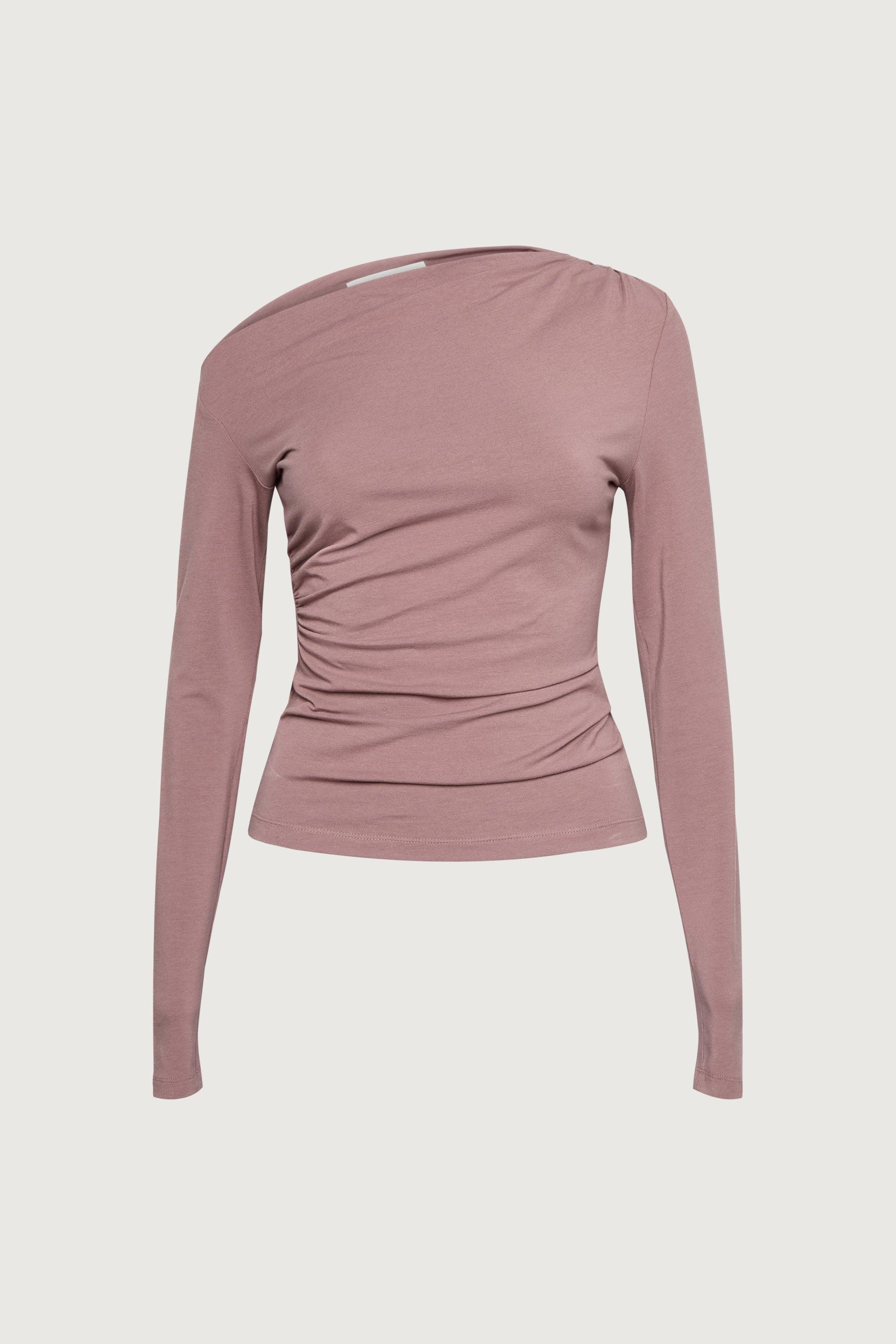 RUCHED ASYMMETRICAL LONG SLEEVE TOP by OAK + FORT