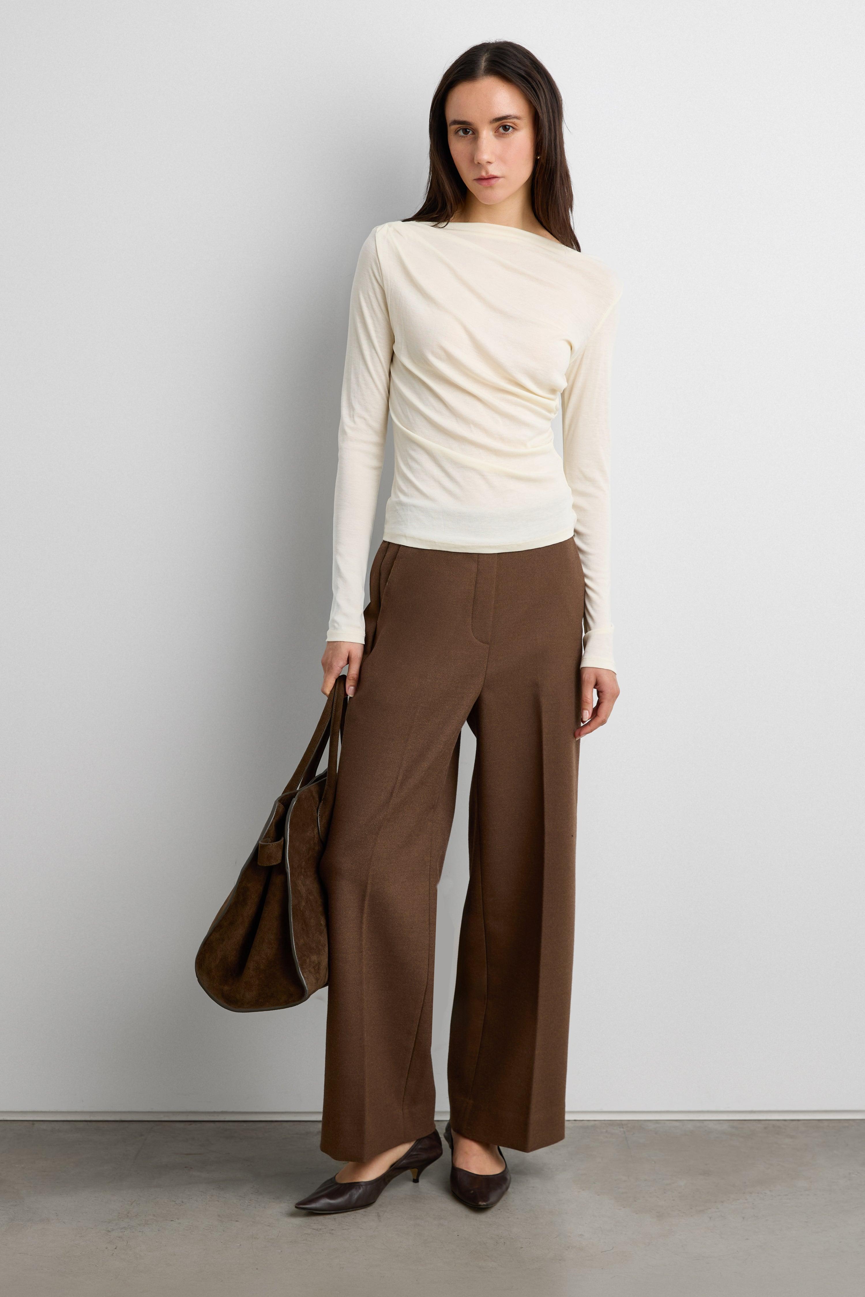 RUCHED LONG SLEEVE TOP by OAK + FORT