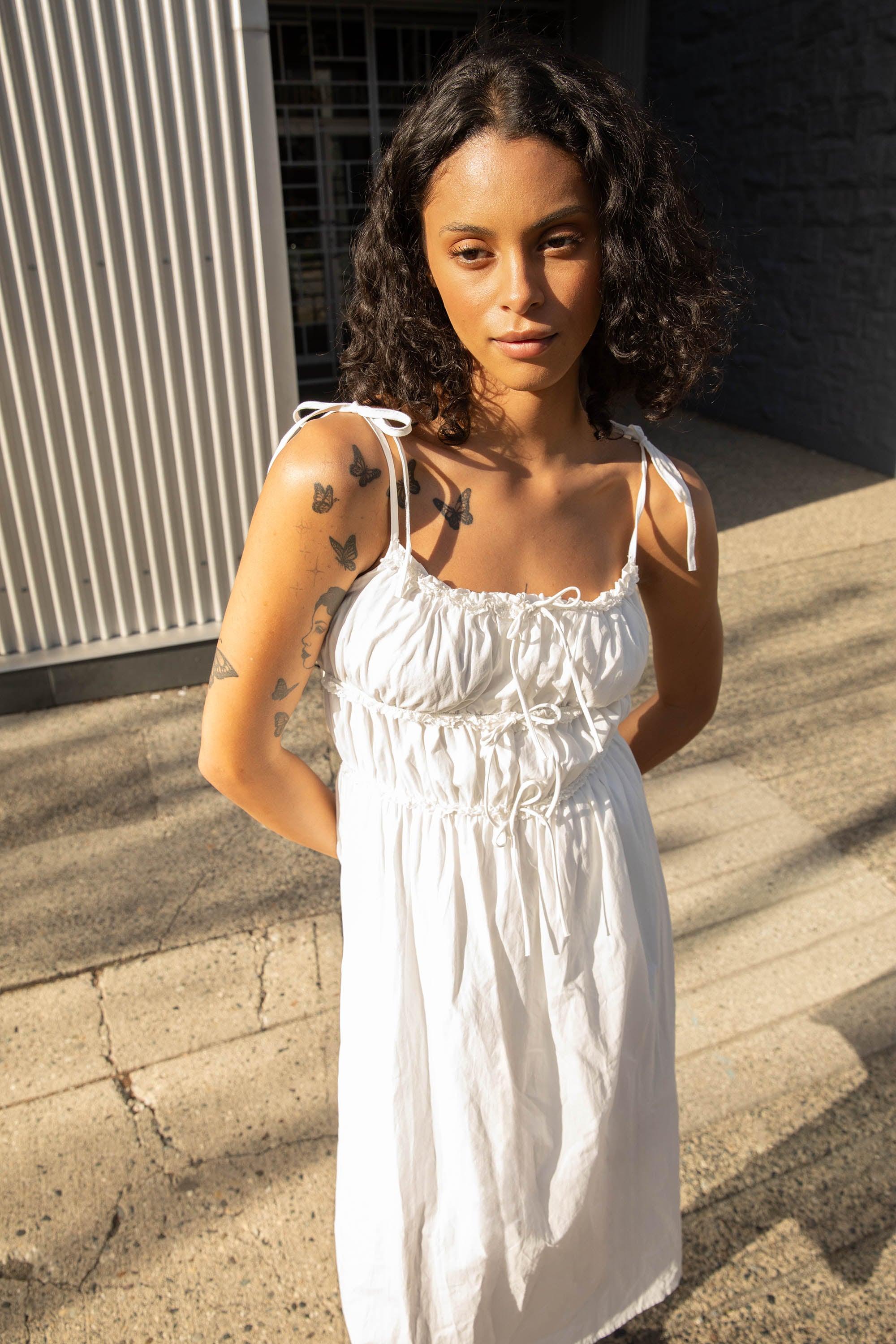 RUCHED MIDI DRESS by OAK + FORT