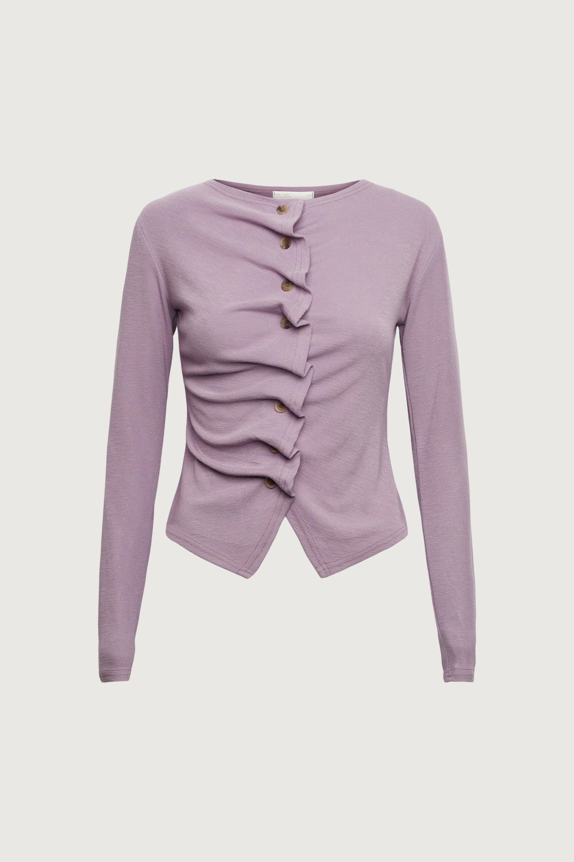 RUFFLE PLACKET BUTTON UP CARDIGAN by OAK + FORT