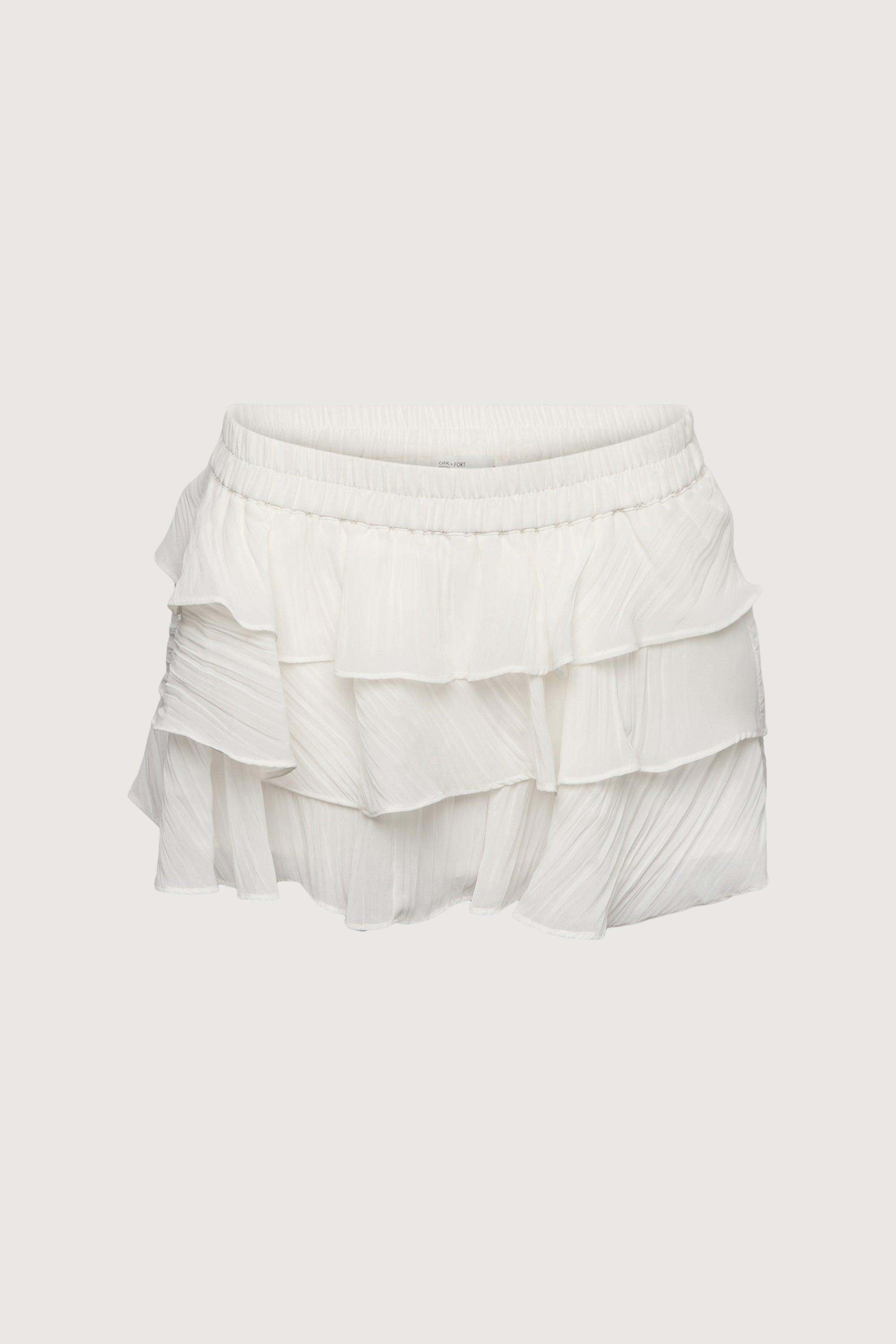 RUFFLED TIERED CHIFFON MINI SKORT by OAK + FORT
