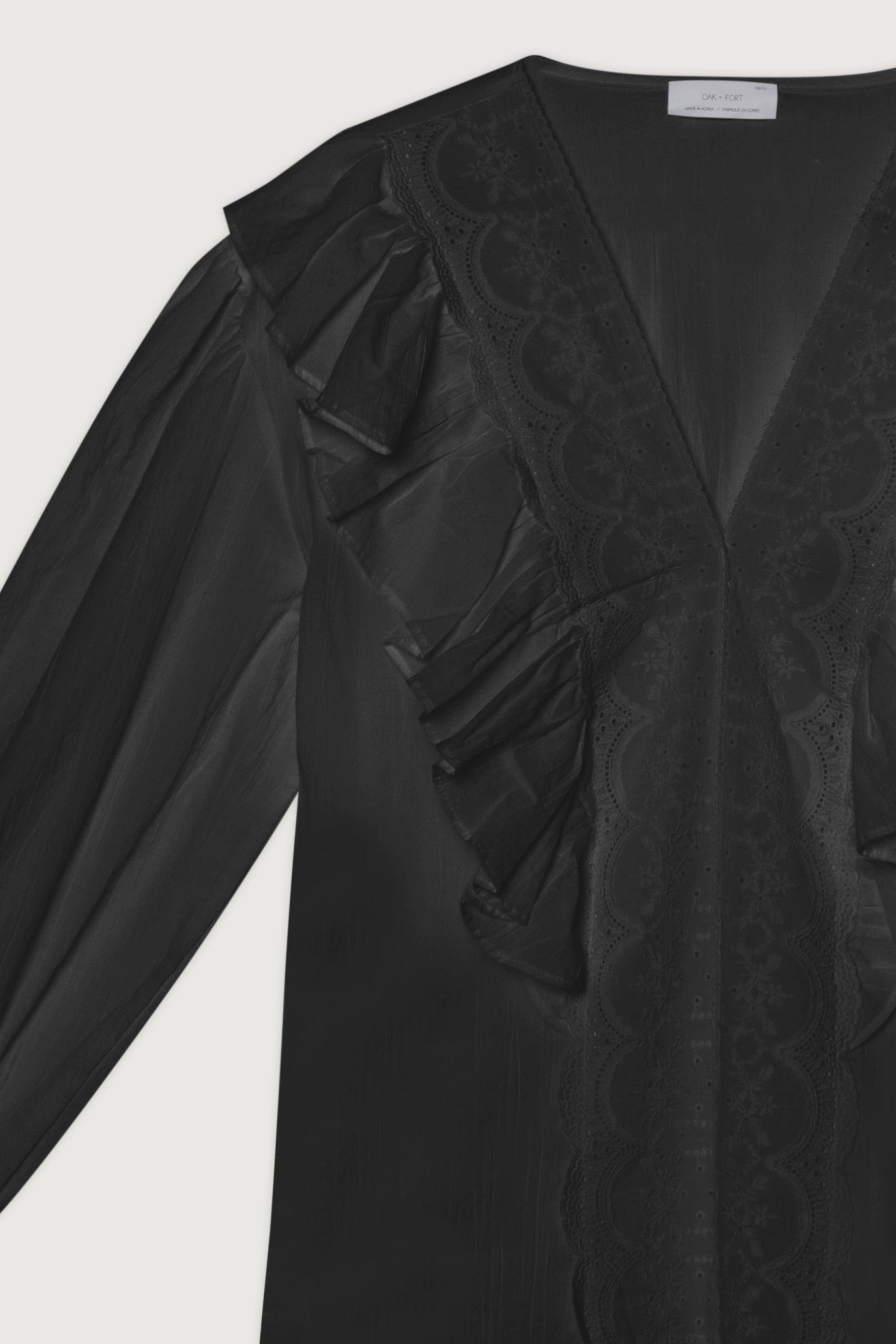 RUFFLED V-NECK BLOUSE by OAK + FORT