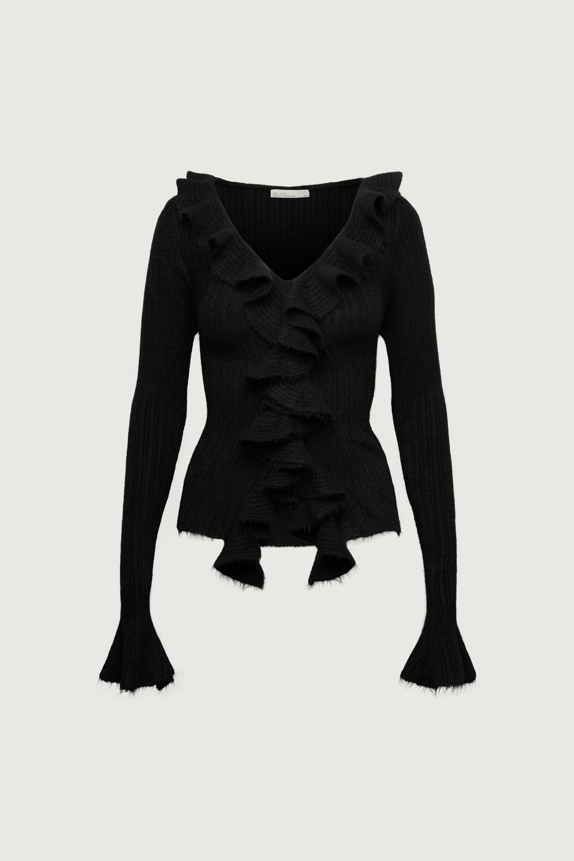 RUFFLED V-NECK SWEATER by OAK + FORT