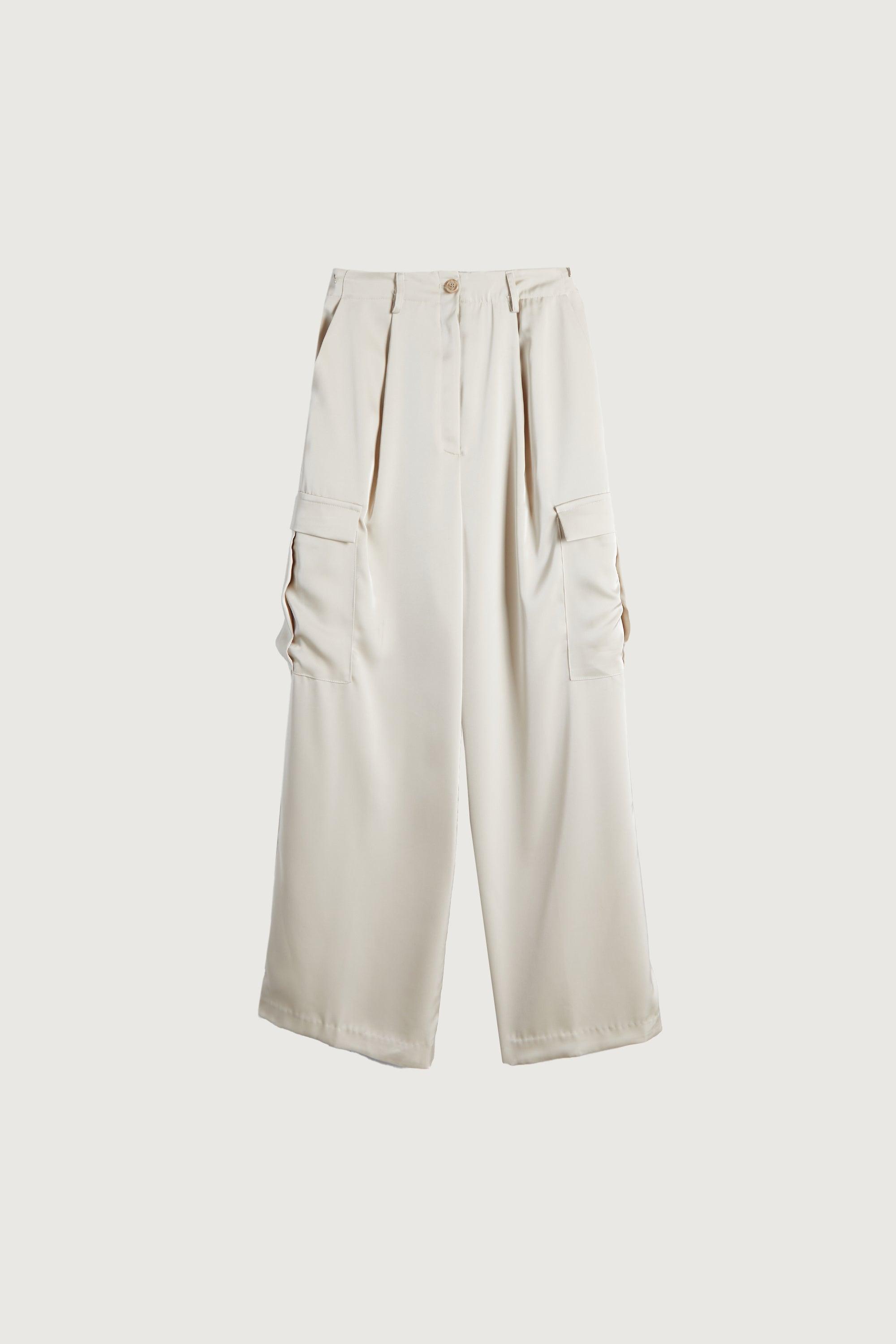 SATIN TROUSERS WITH CARGO POCKETS by OAK + FORT
