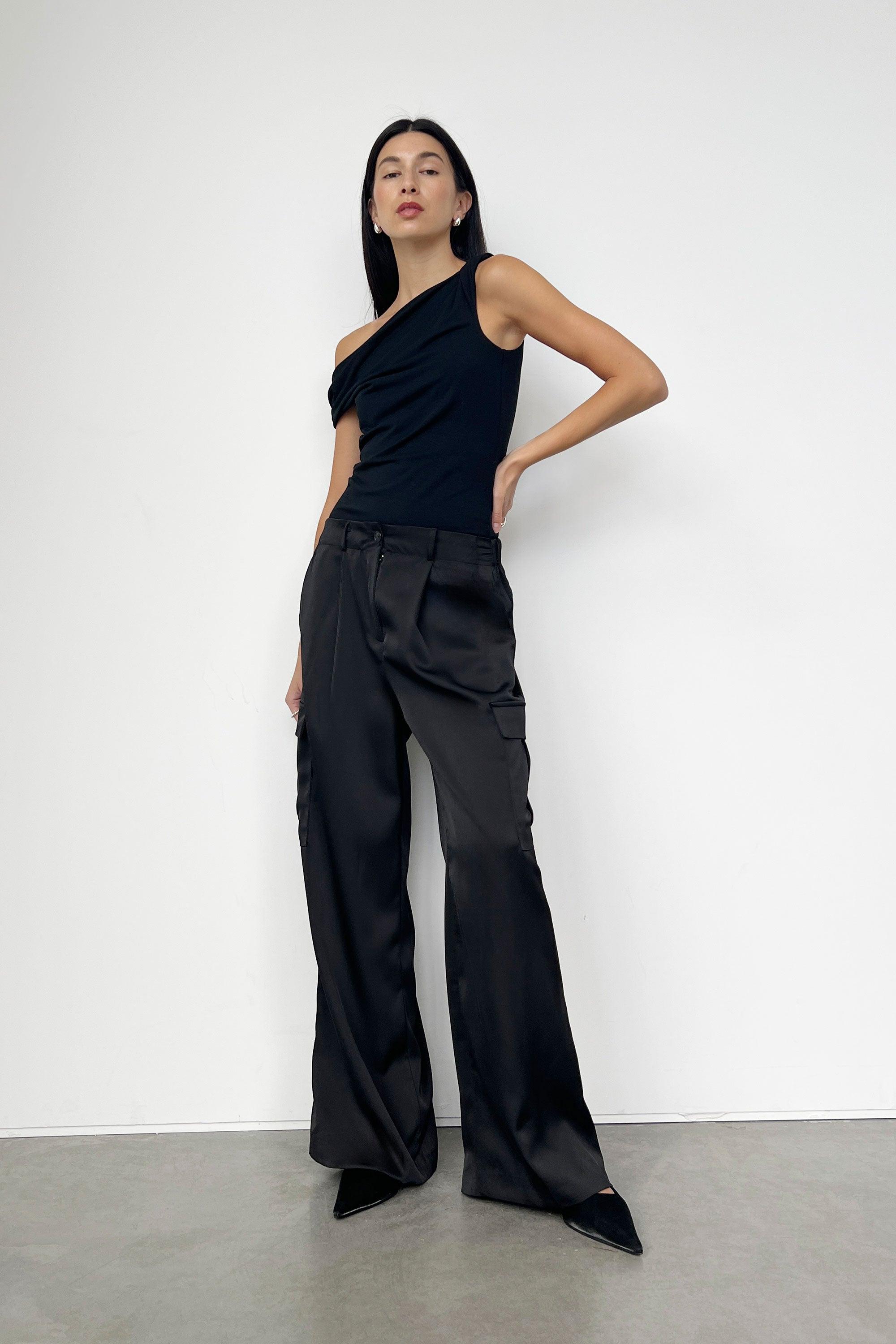 SATIN TROUSERS WITH CARGO POCKETS by OAK + FORT