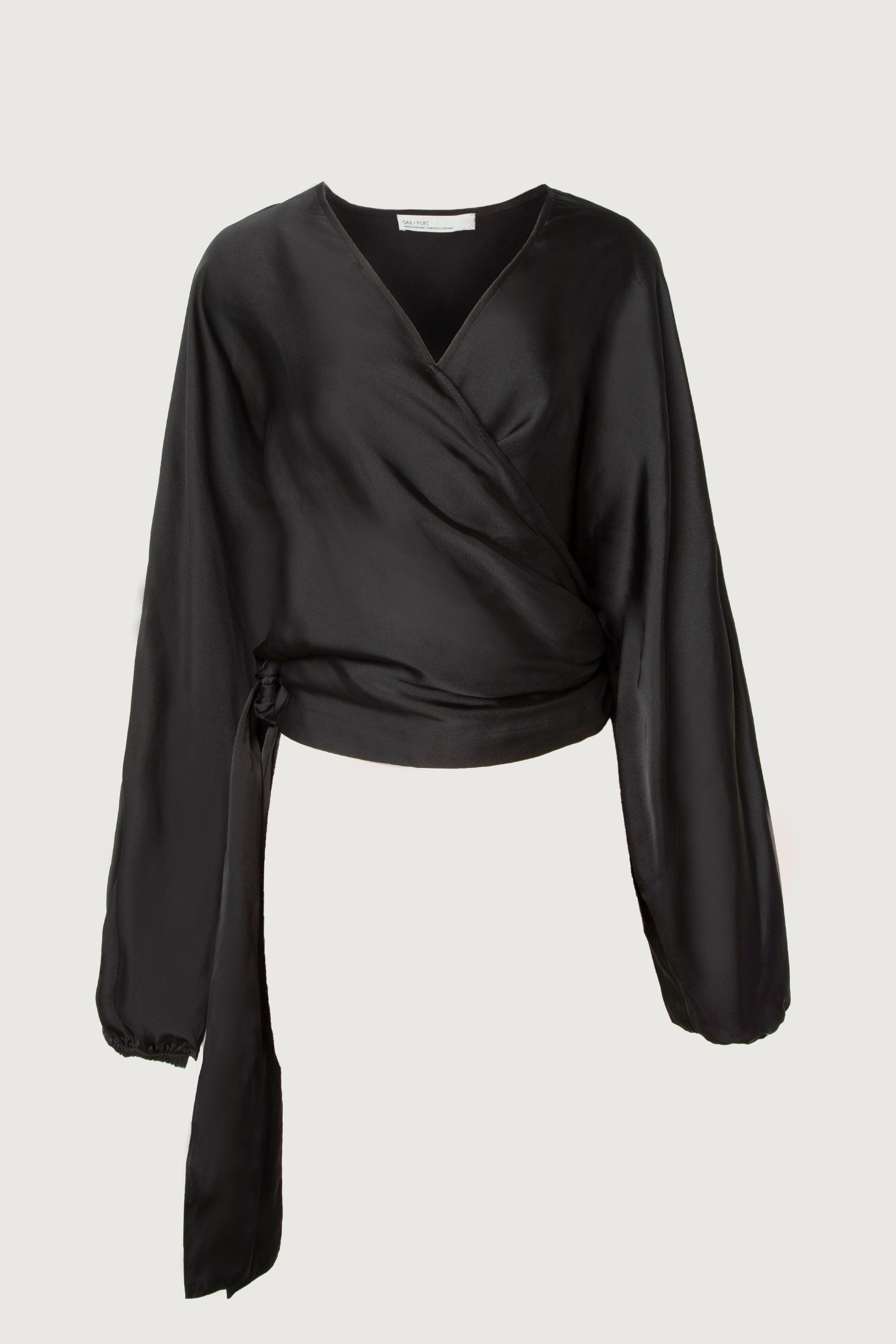 SATIN WRAP BLOUSE by OAK + FORT