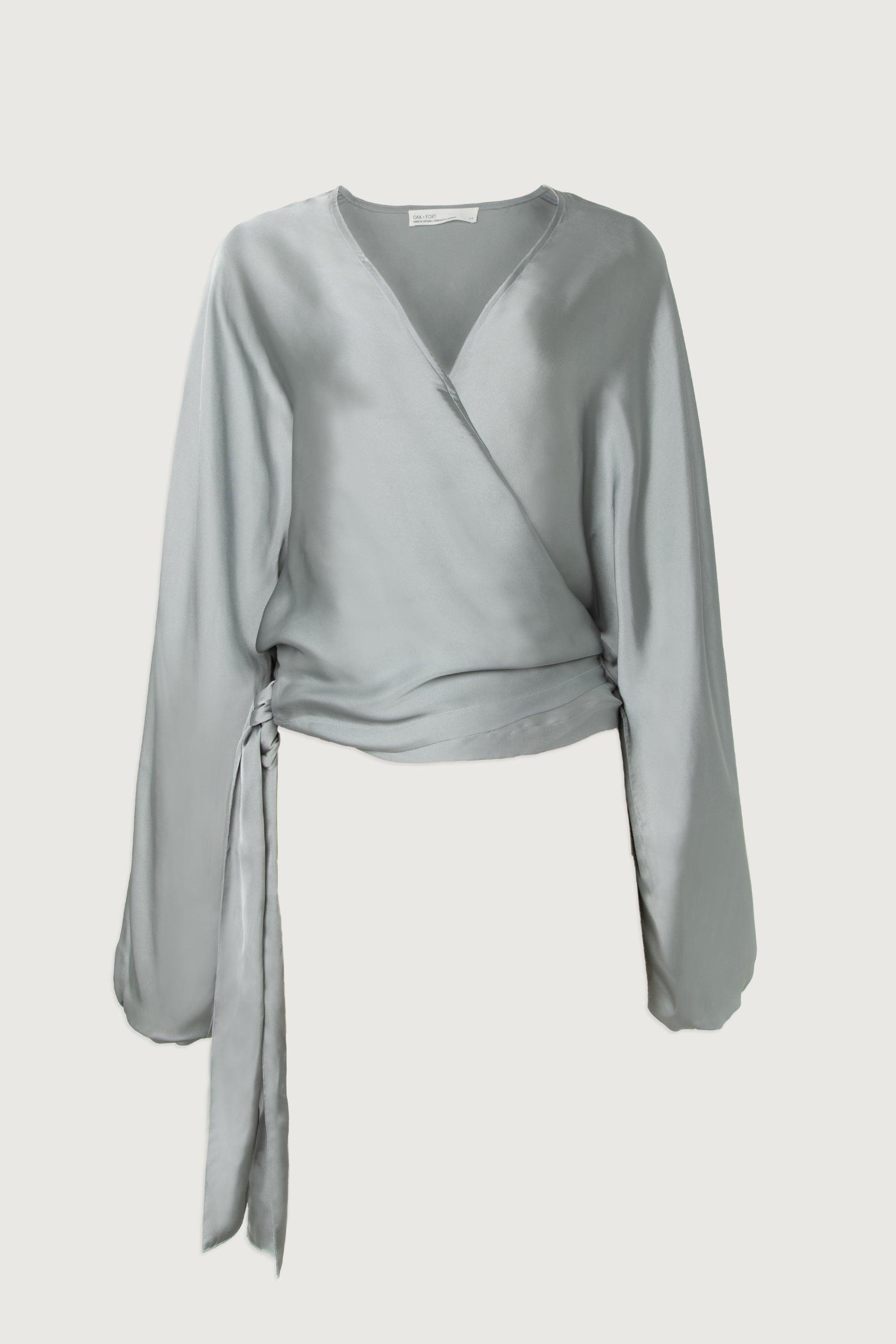 SATIN WRAP BLOUSE by OAK + FORT