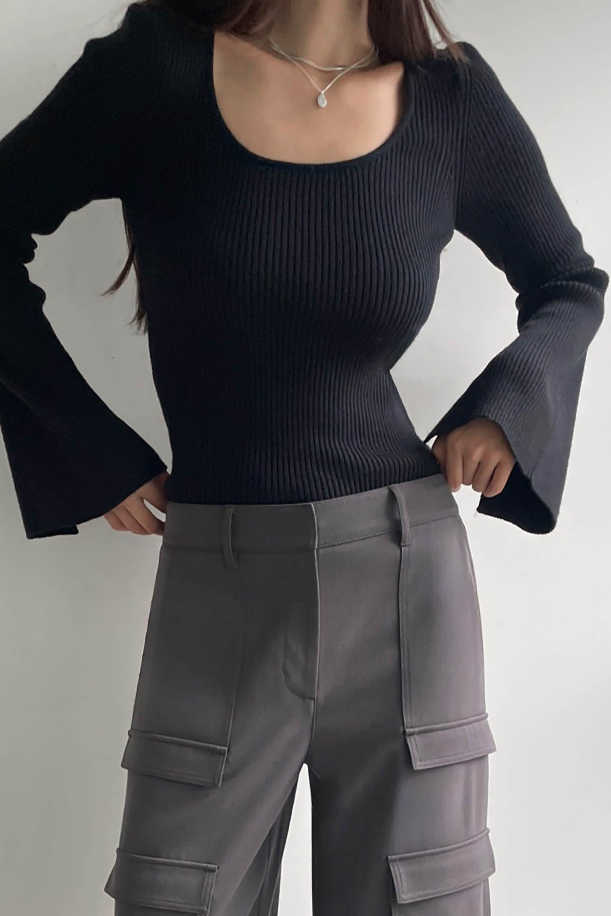 SCOOP NECK BELL SLEEVE SWEATER by OAK + FORT