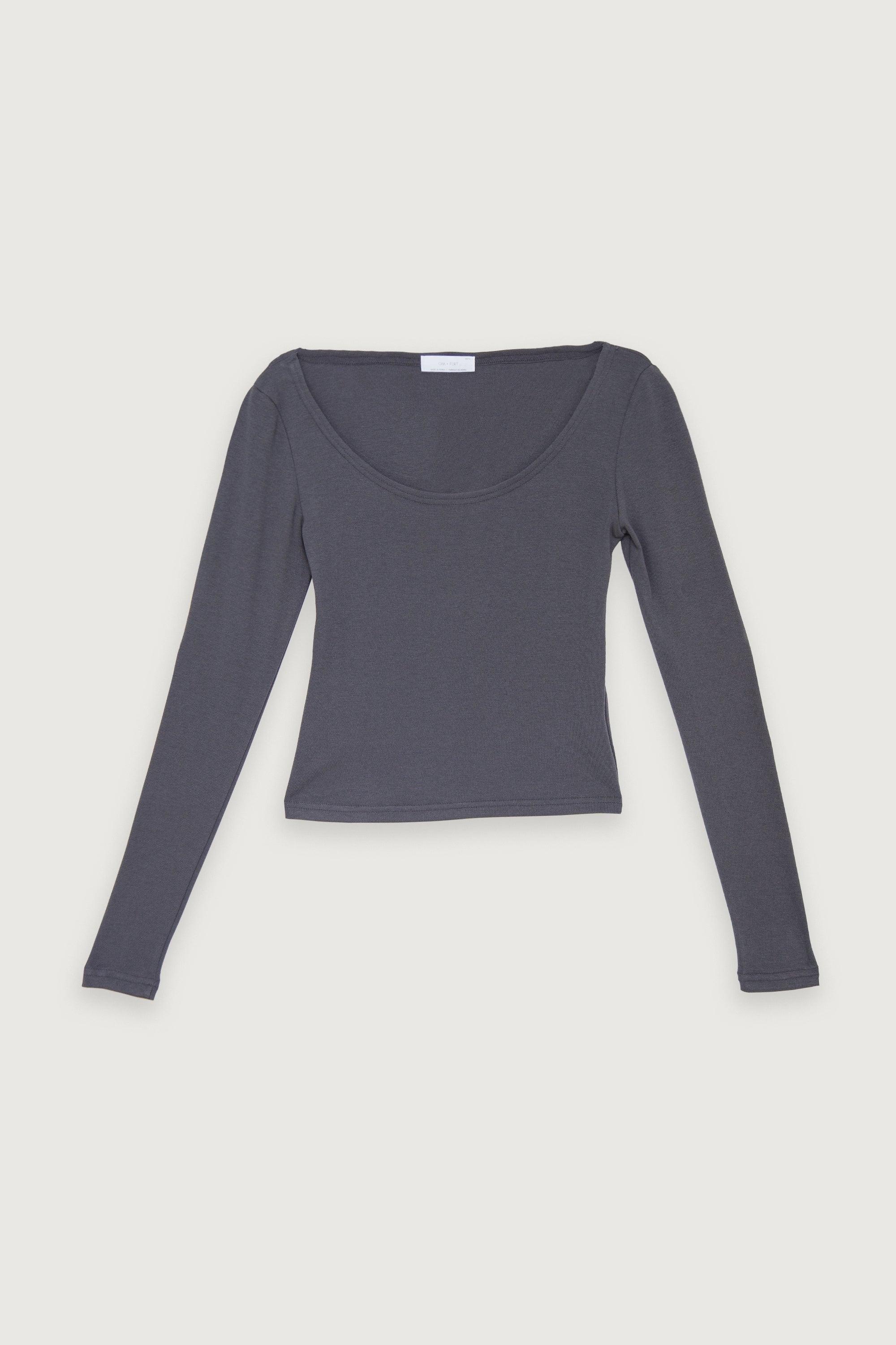 SCOOP NECK LONG SLEEVE TOP by OAK + FORT