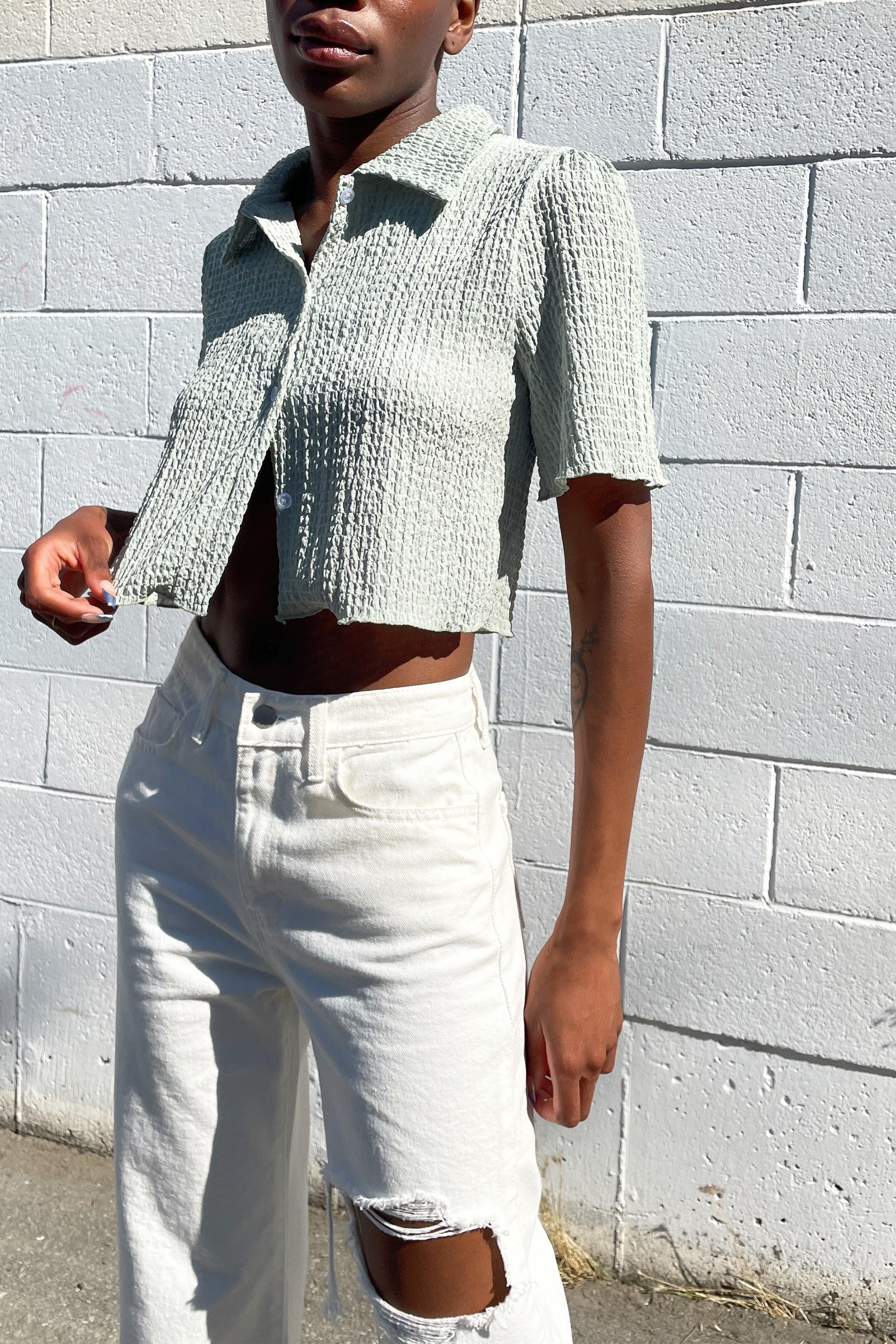 SEERSUCKER EFFECT TOP by OAK + FORT