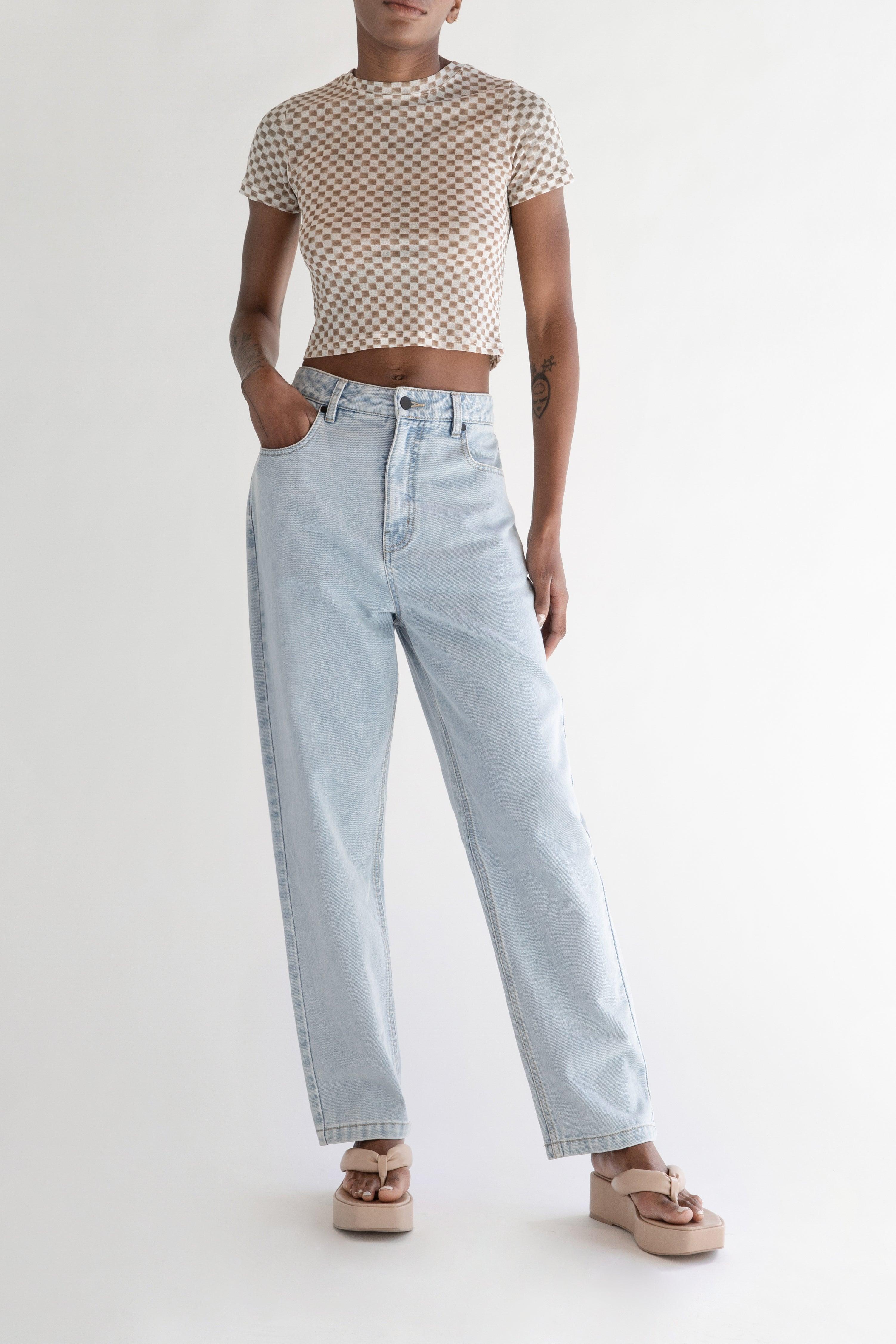 SHEER CHECKERED T-SHIRT by OAK + FORT