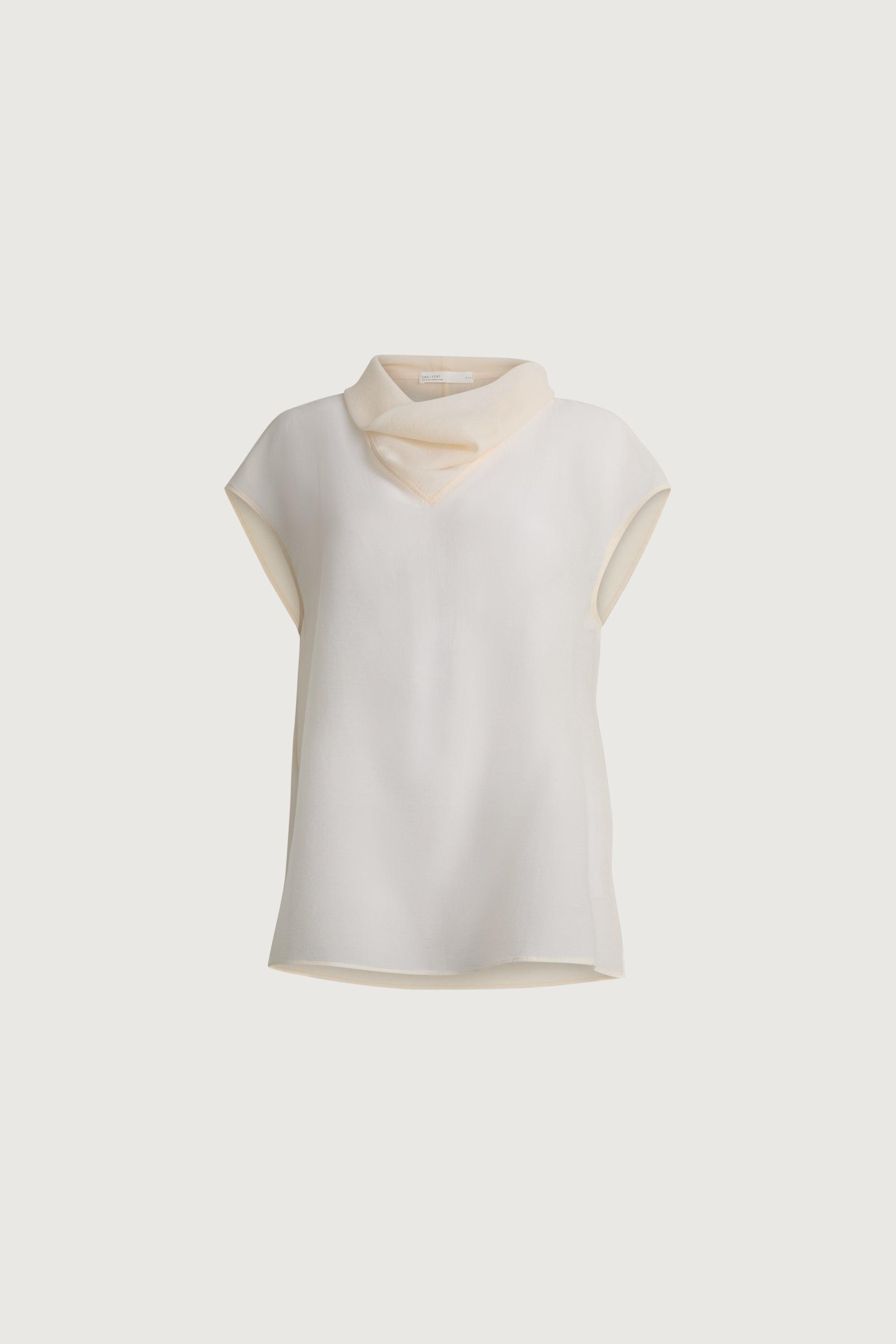 SHEER COWL NECK CAP SLEEVE BLOUSE by OAK + FORT