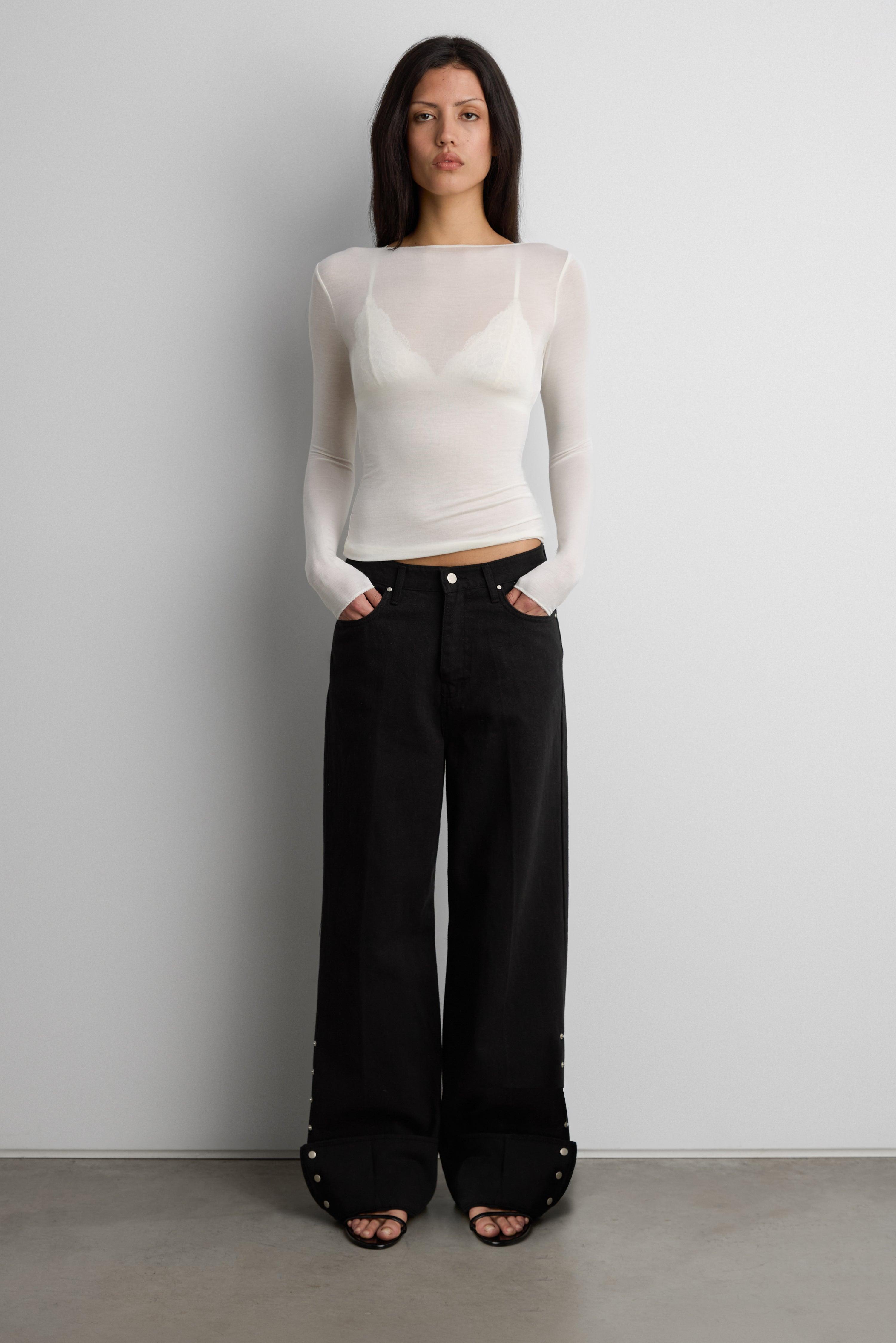 SHEER LIGHTWEIGHT BOAT NECK TOP by OAK + FORT