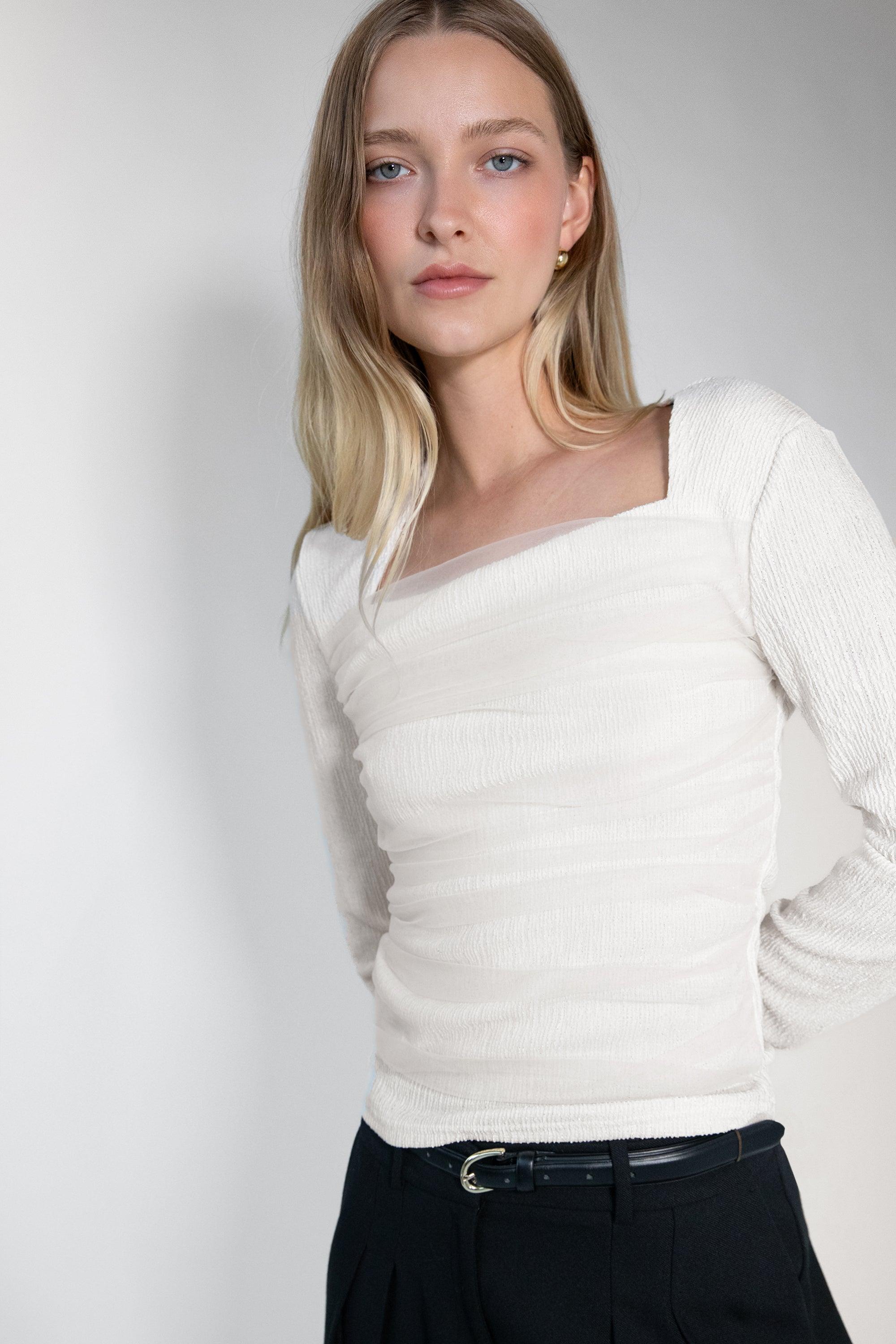 SHEER LONG SLEEVE TOP by OAK + FORT