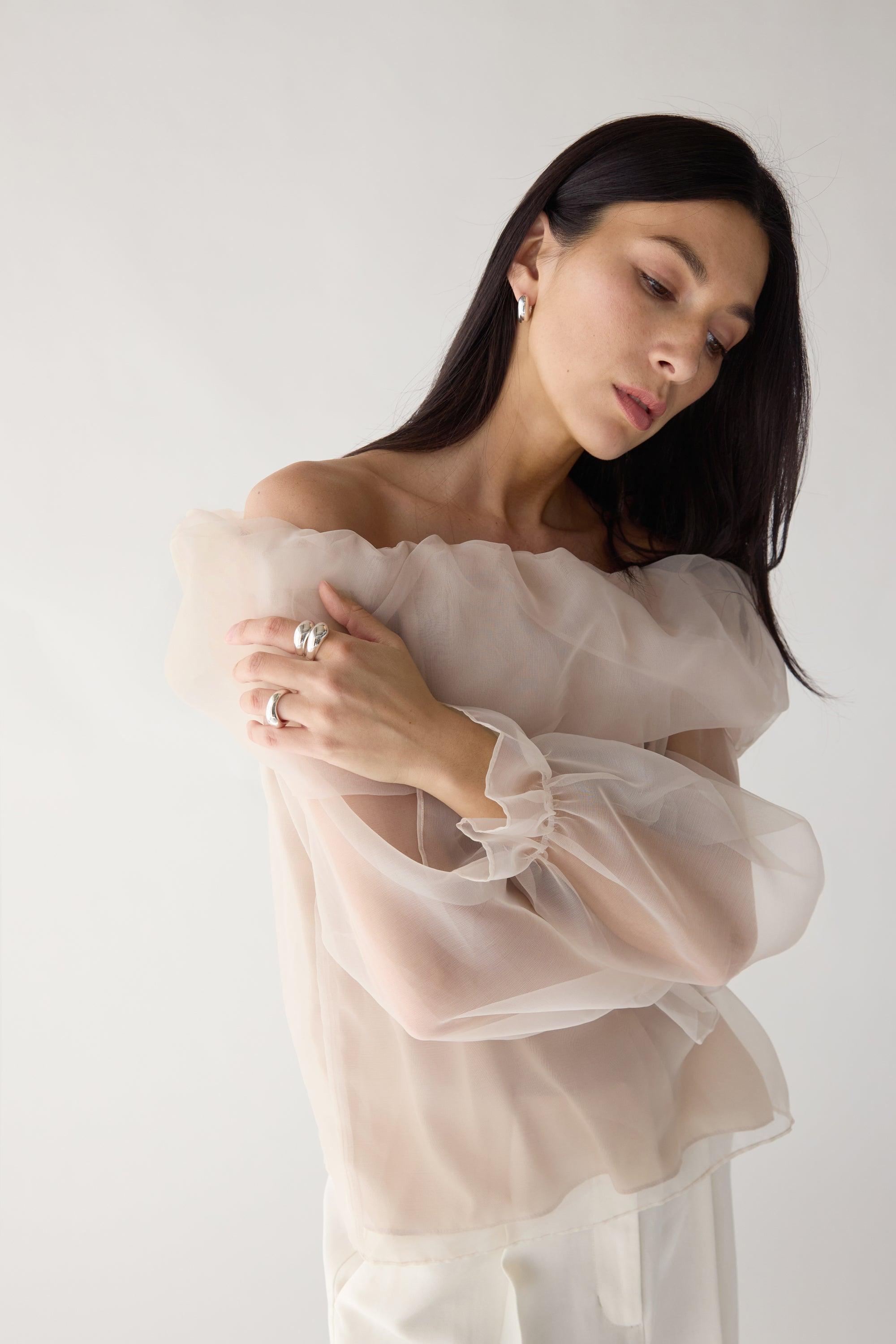SHEER OFF THE SHOULDER TOP by OAK + FORT