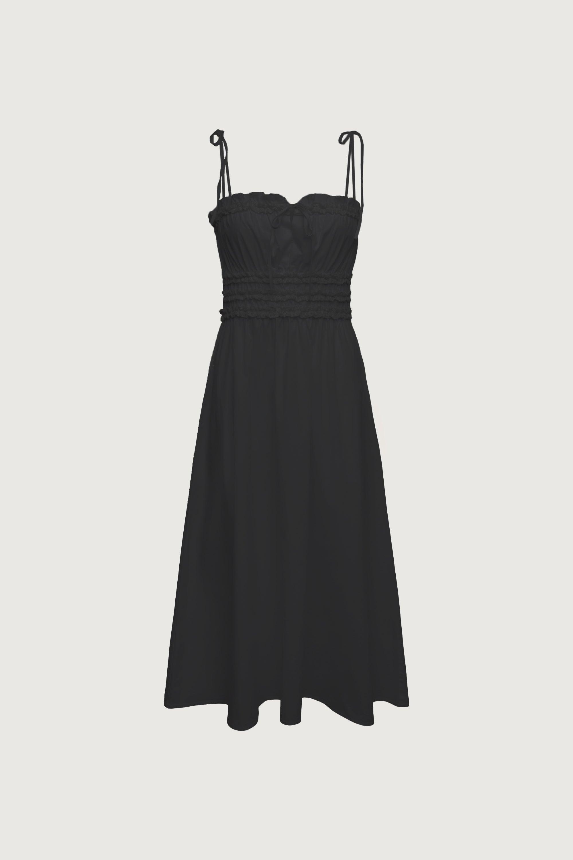 SHIRRED BODICE MIDI DRESS by OAK + FORT