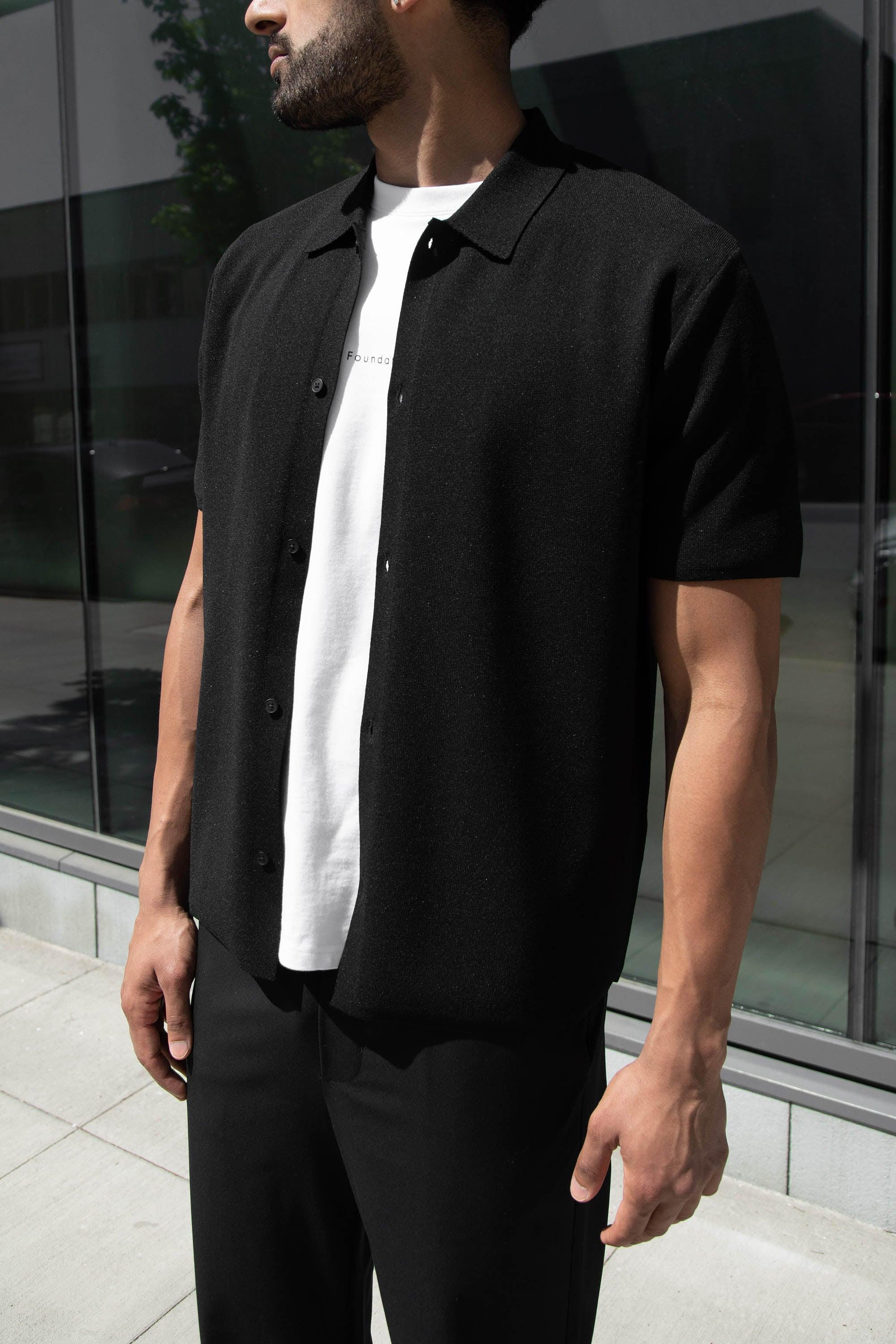 SHORT SLEEVE BUTTON UP SWEATER by OAK + FORT