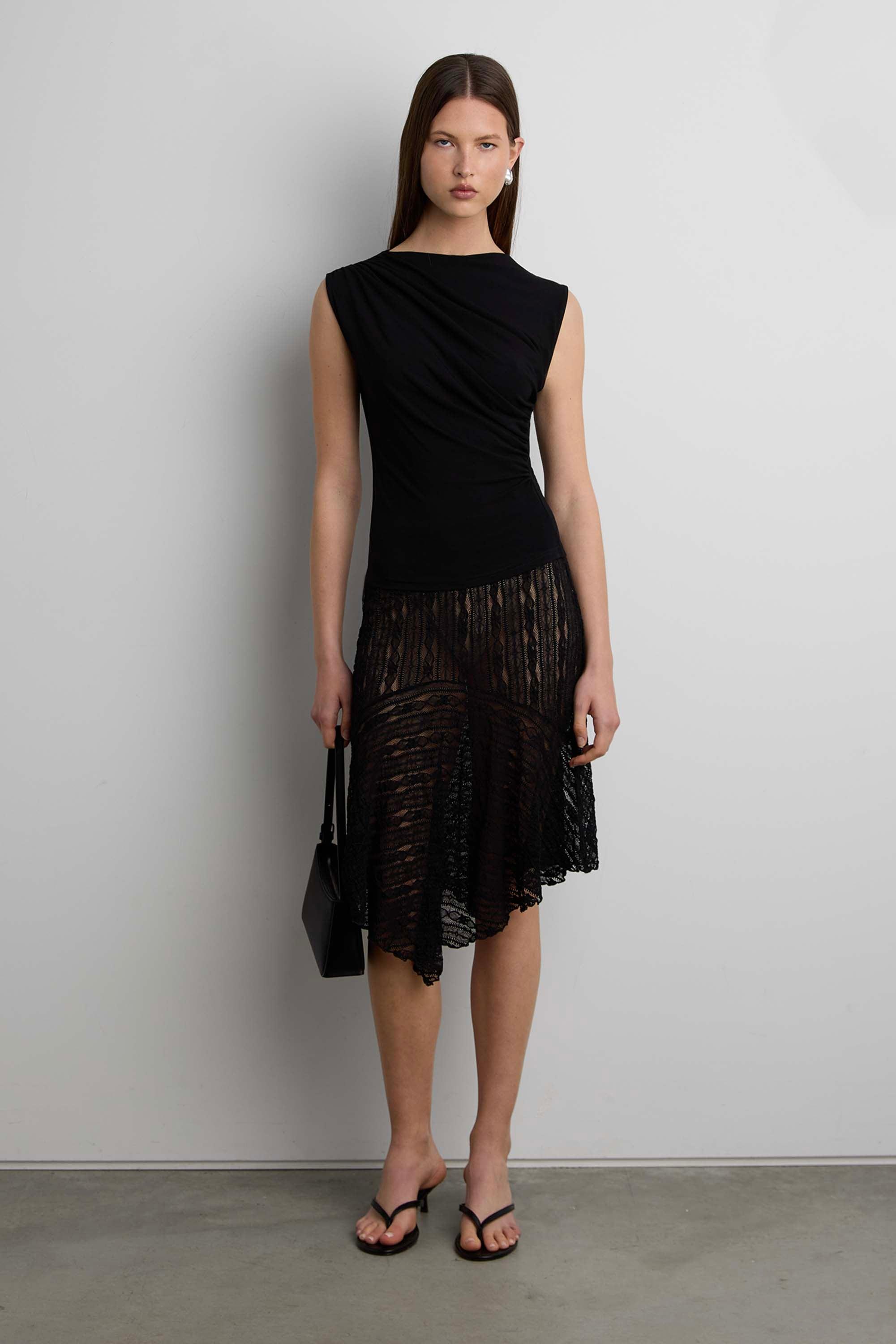 SIDE GATHER SLEEVELESS TOP by OAK + FORT