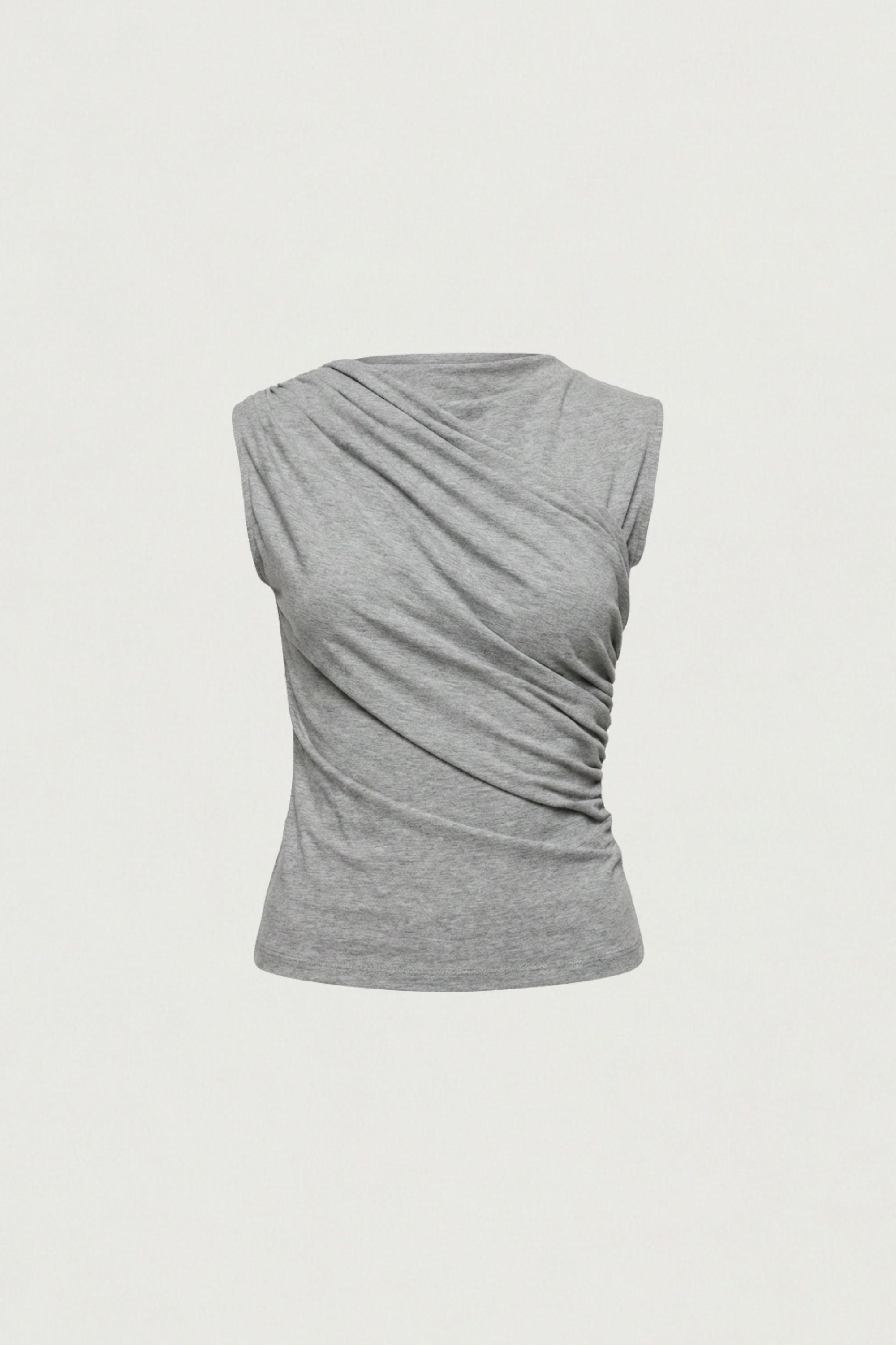 SIDE GATHER SLEEVELESS TOP by OAK + FORT