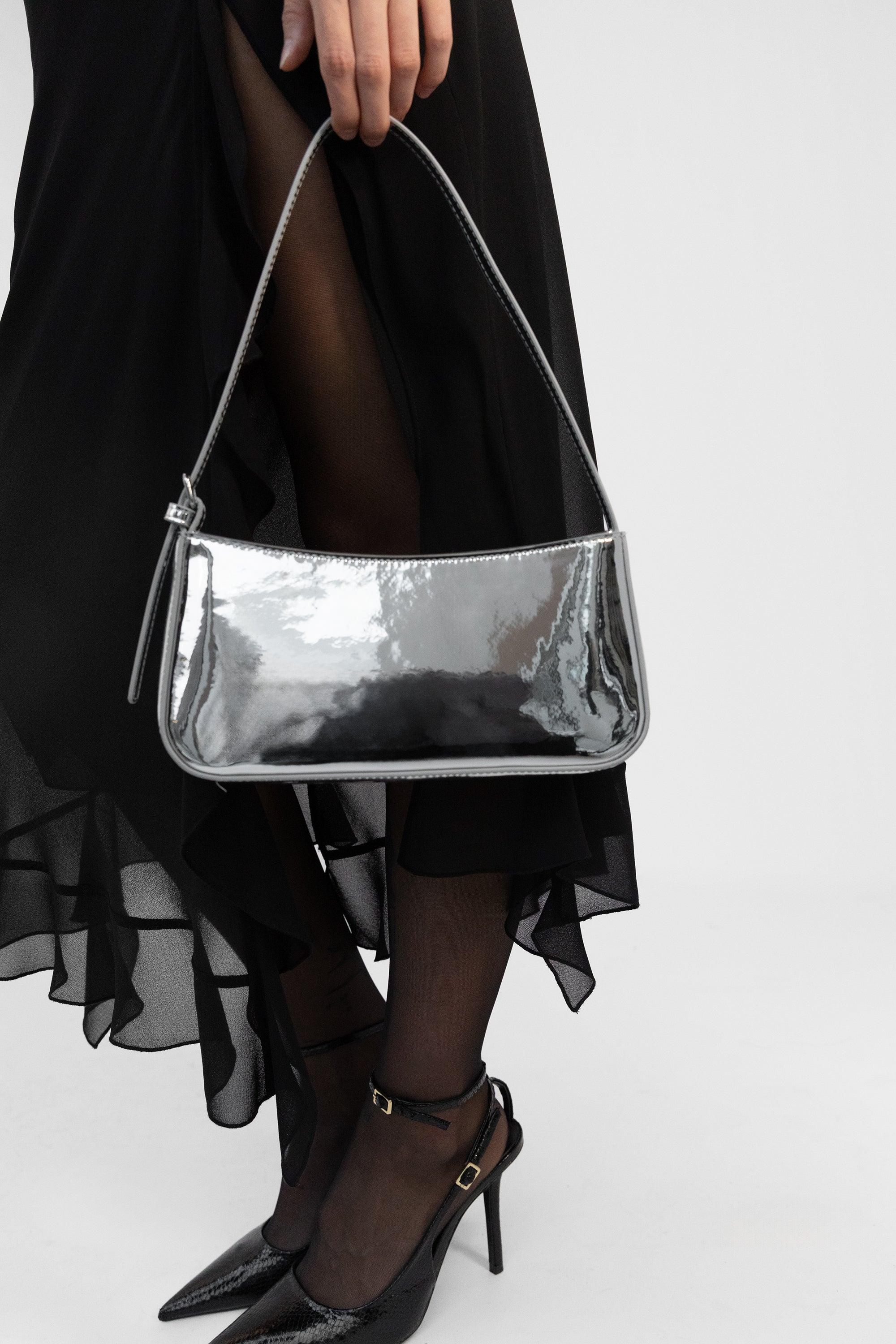 SILVER VINYL SHOULDER BAG by OAK + FORT
