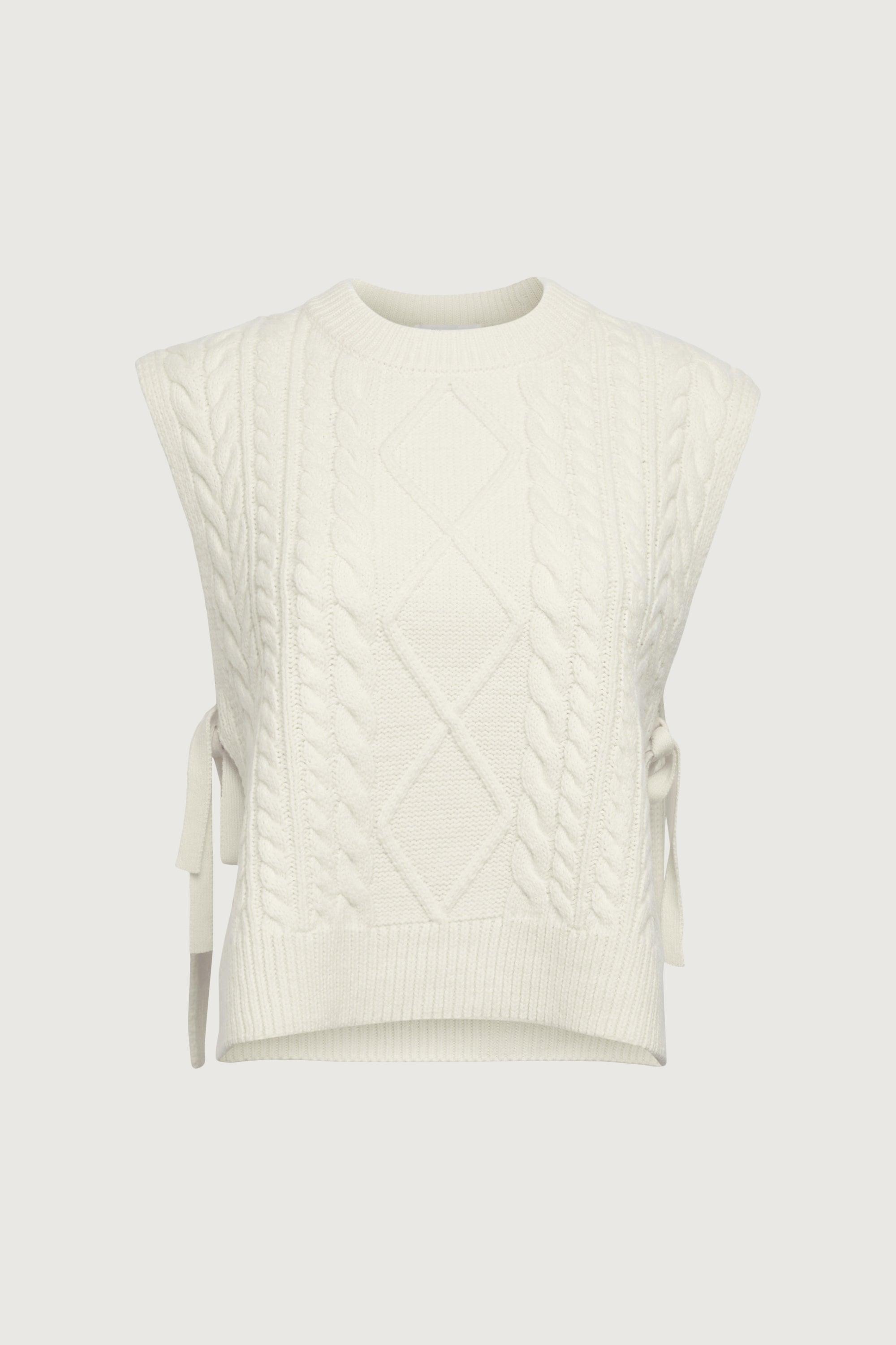SLEEVELESS CABLE-KNIT VEST WITH TIES by OAK + FORT