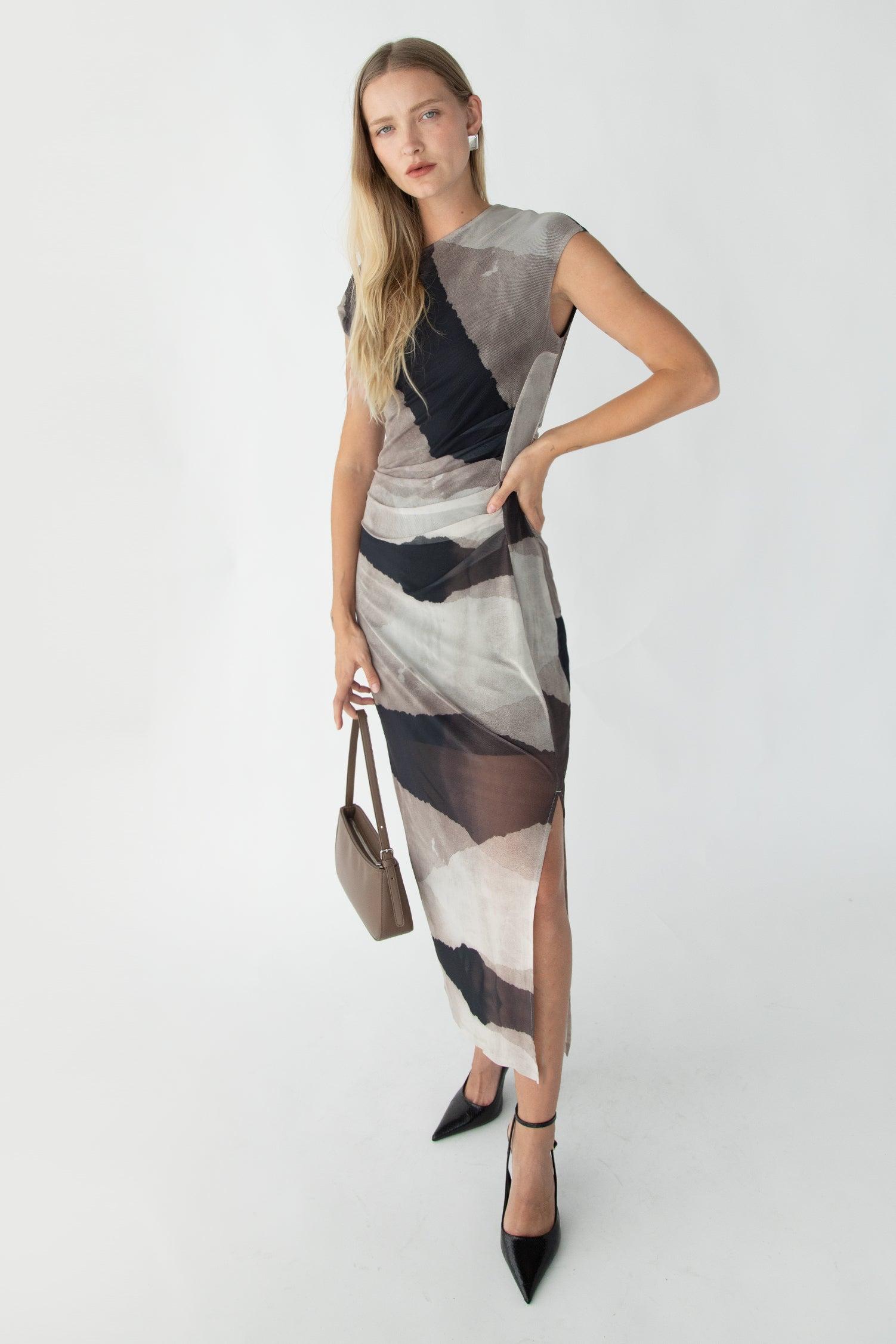 SLEEVELESS MESH MAXI DRESS by OAK + FORT