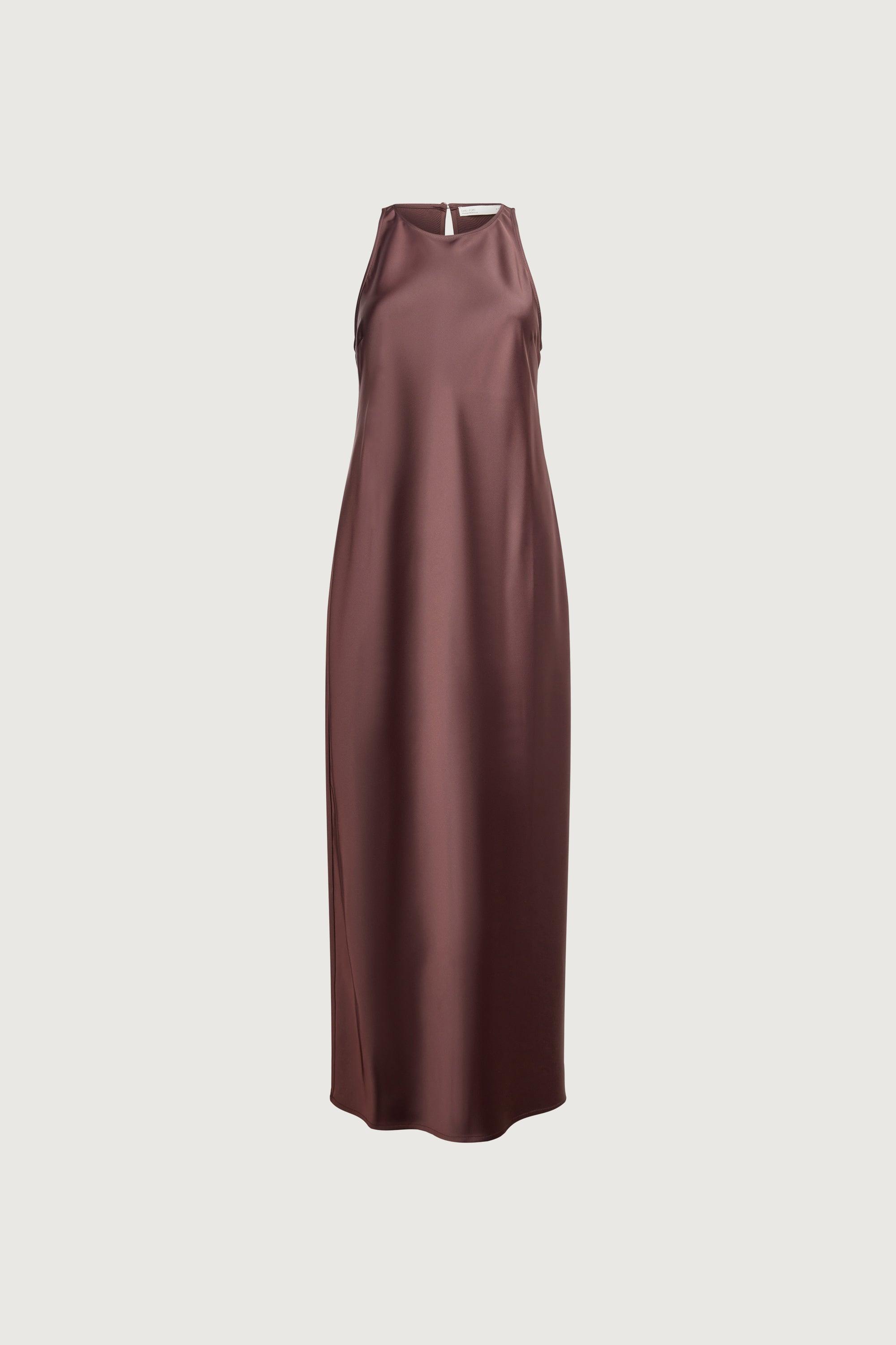 SLEEVELESS MIDI SATIN DRESS by OAK + FORT