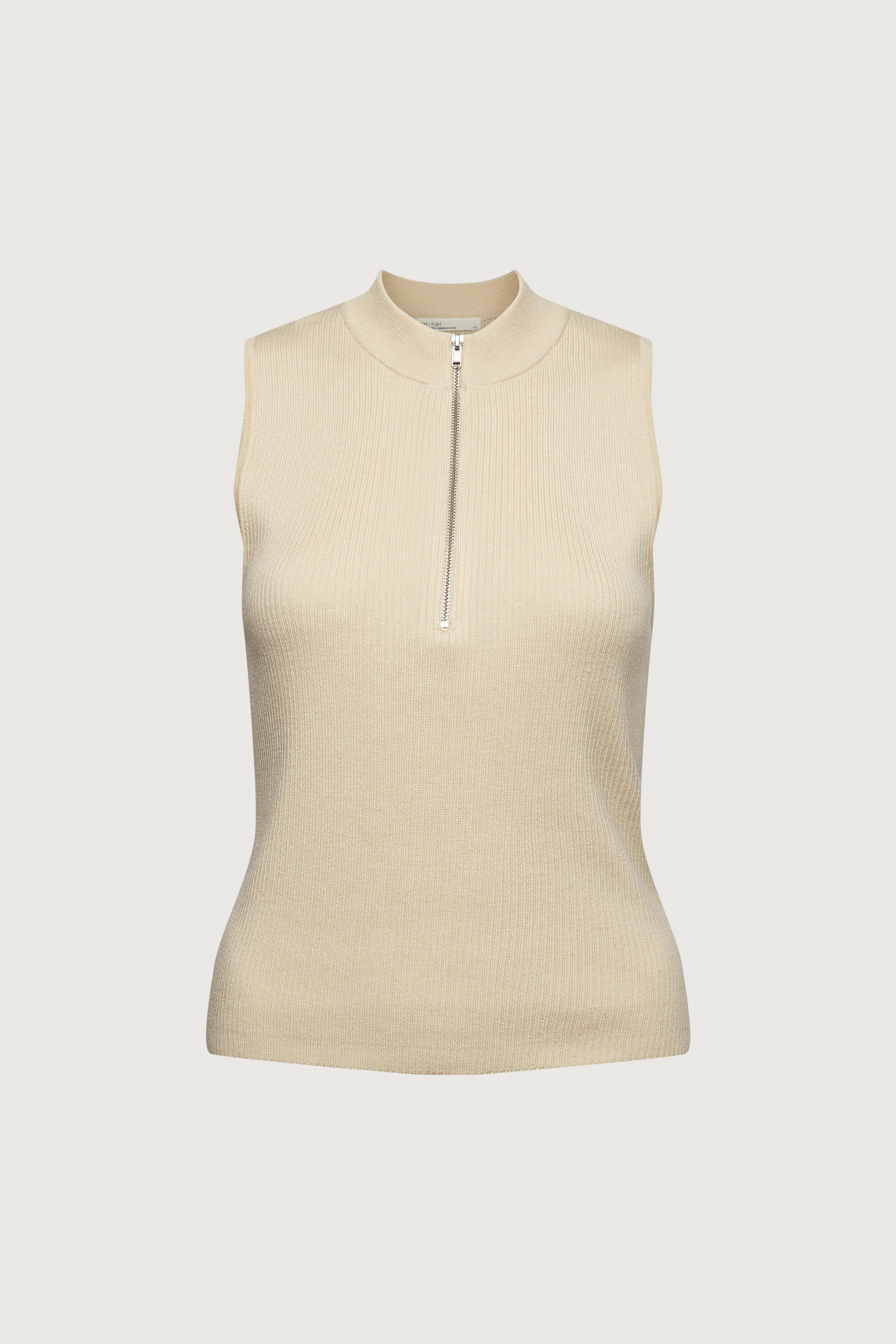 SLEEVELESS MOCKNECK HALF-ZIP SWEATER by OAK + FORT