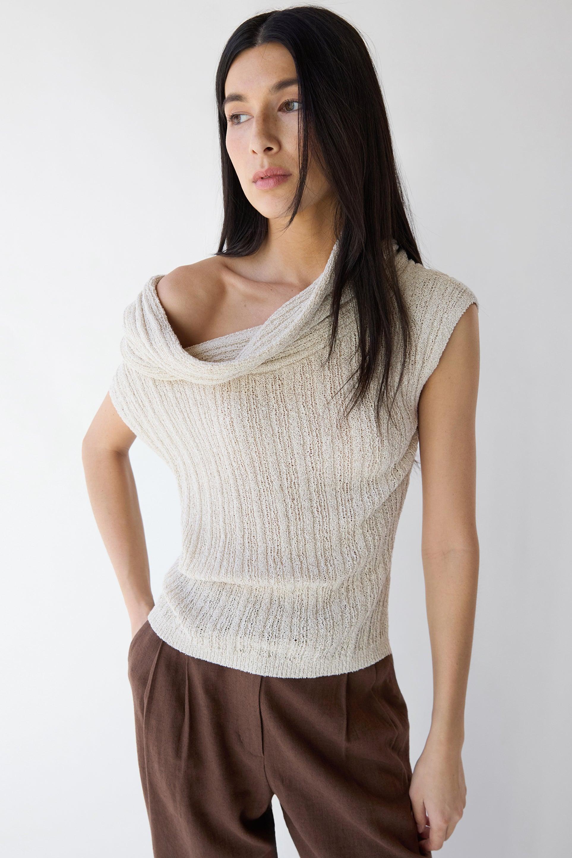 SLOUCHY OFF THE SHOULDER SHORT SLEEVE SWEATER by OAK + FORT