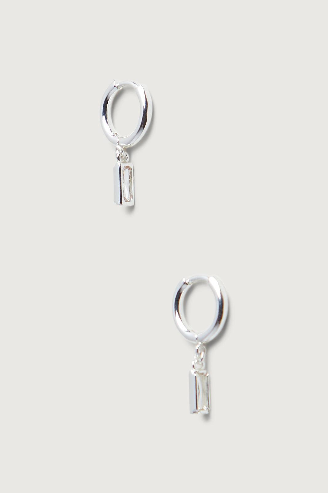 SMALL HOOPS WITH BAGUETTE ZIRCONIA by OAK + FORT