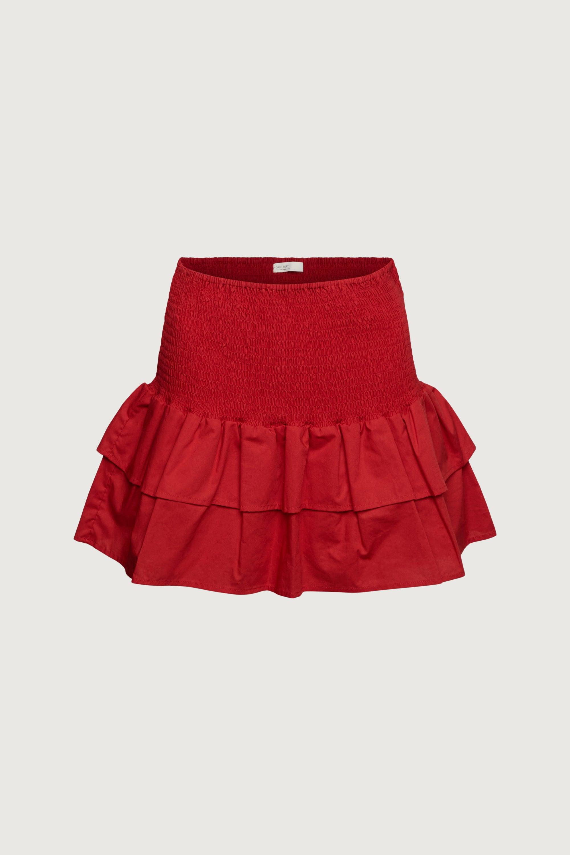 SMOCKED TIERED MINI SKORT by OAK + FORT